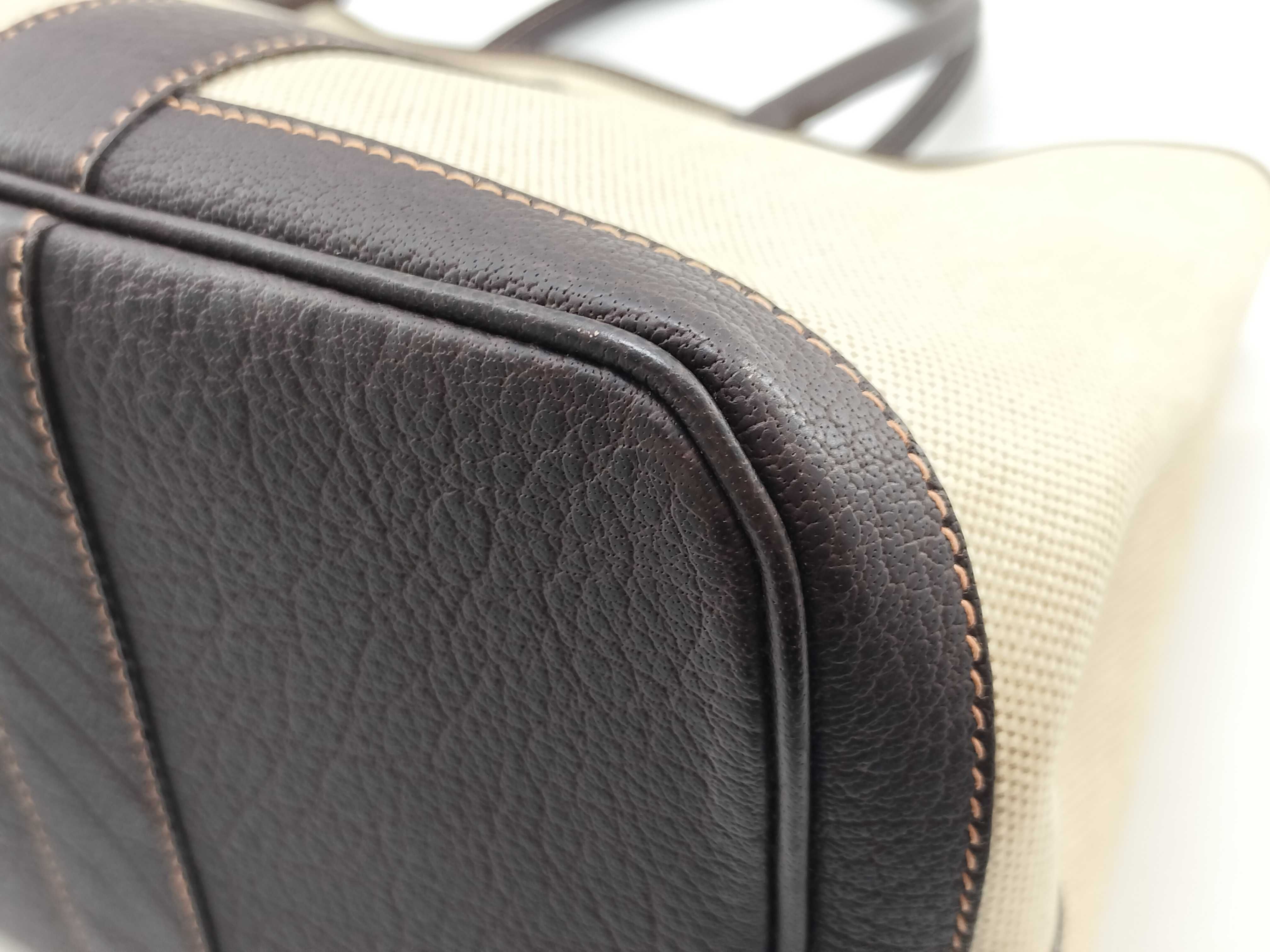 Garden Party PM Toile Leather Brown F Stamp Tote Bag — view 4