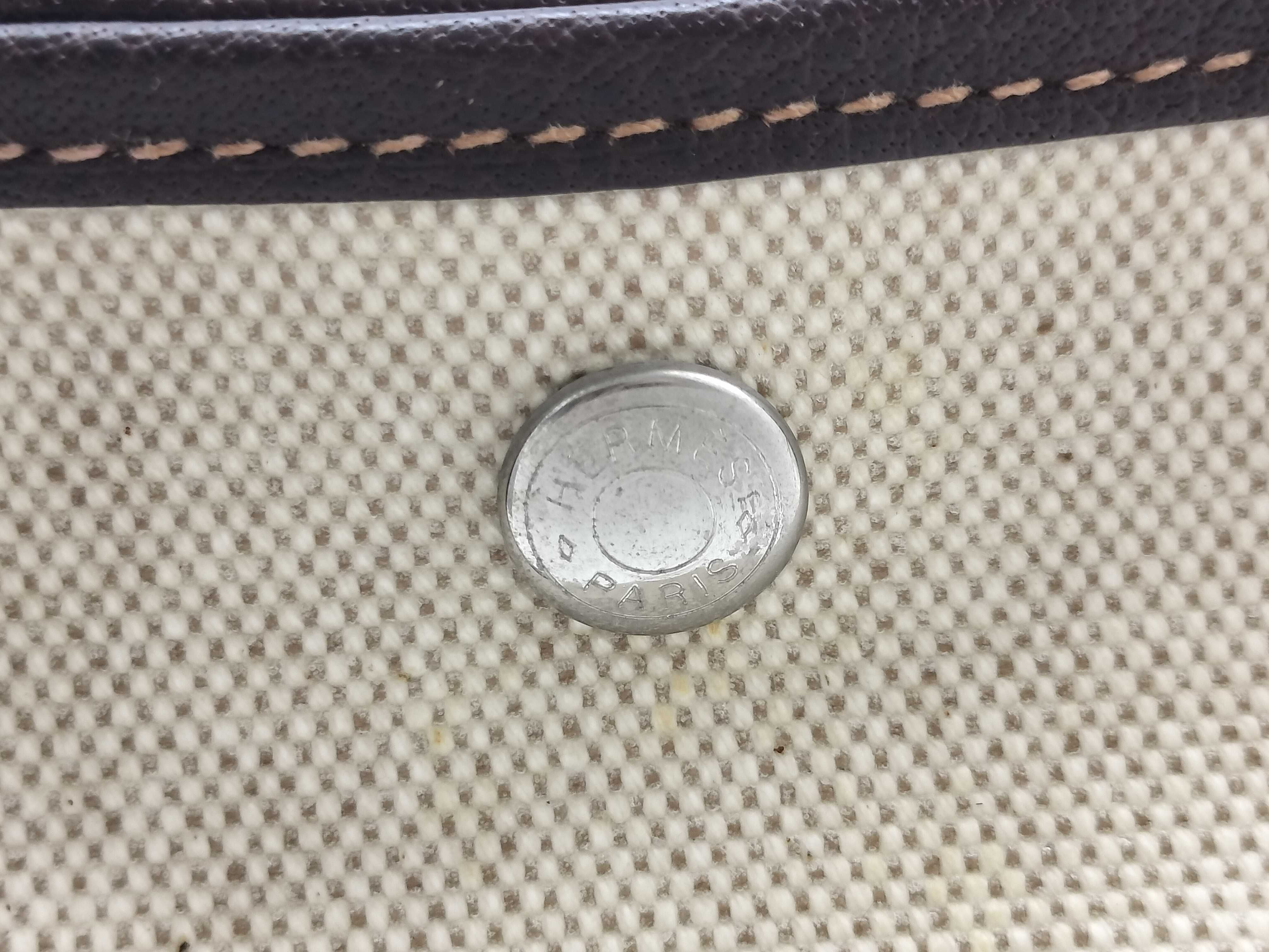 Garden Party PM Toile Leather Brown F Stamp Tote Bag — view 9