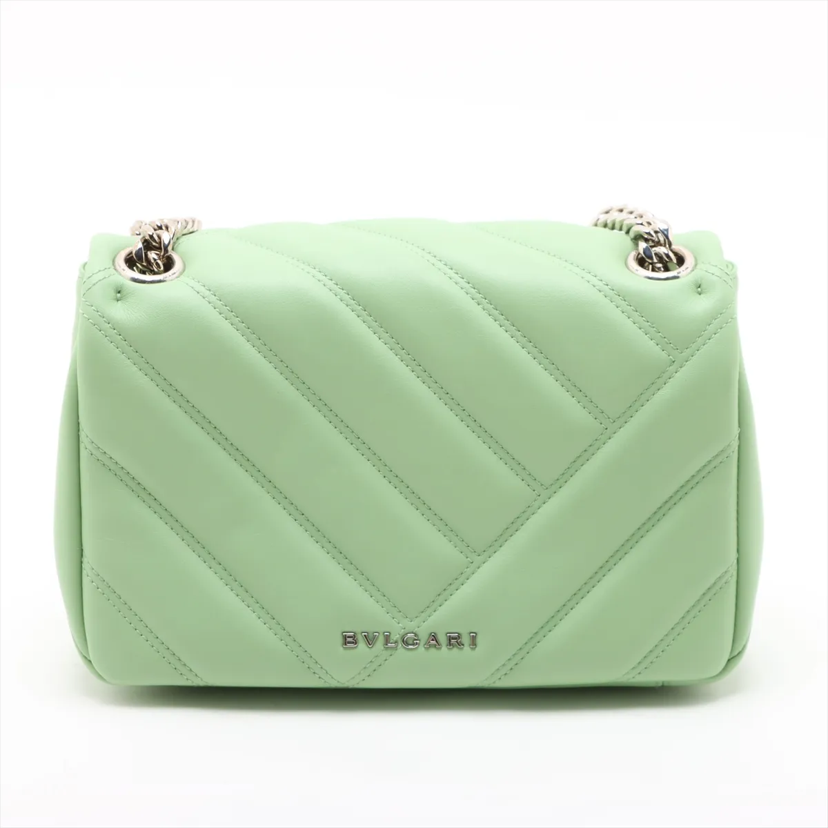 Serpenti Leather Chain Shoulder Bag Green — view 2