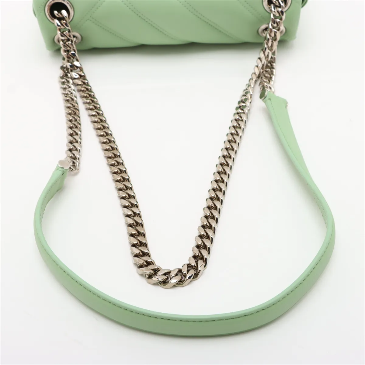 Serpenti Leather Chain Shoulder Bag Green — view 5