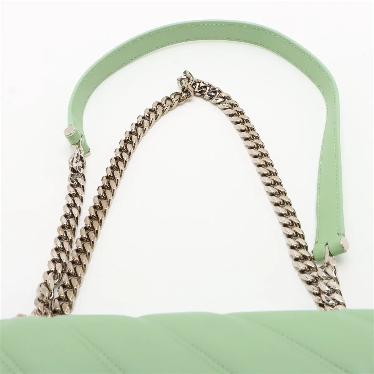 Serpenti Leather Chain Shoulder Bag Green — view 6