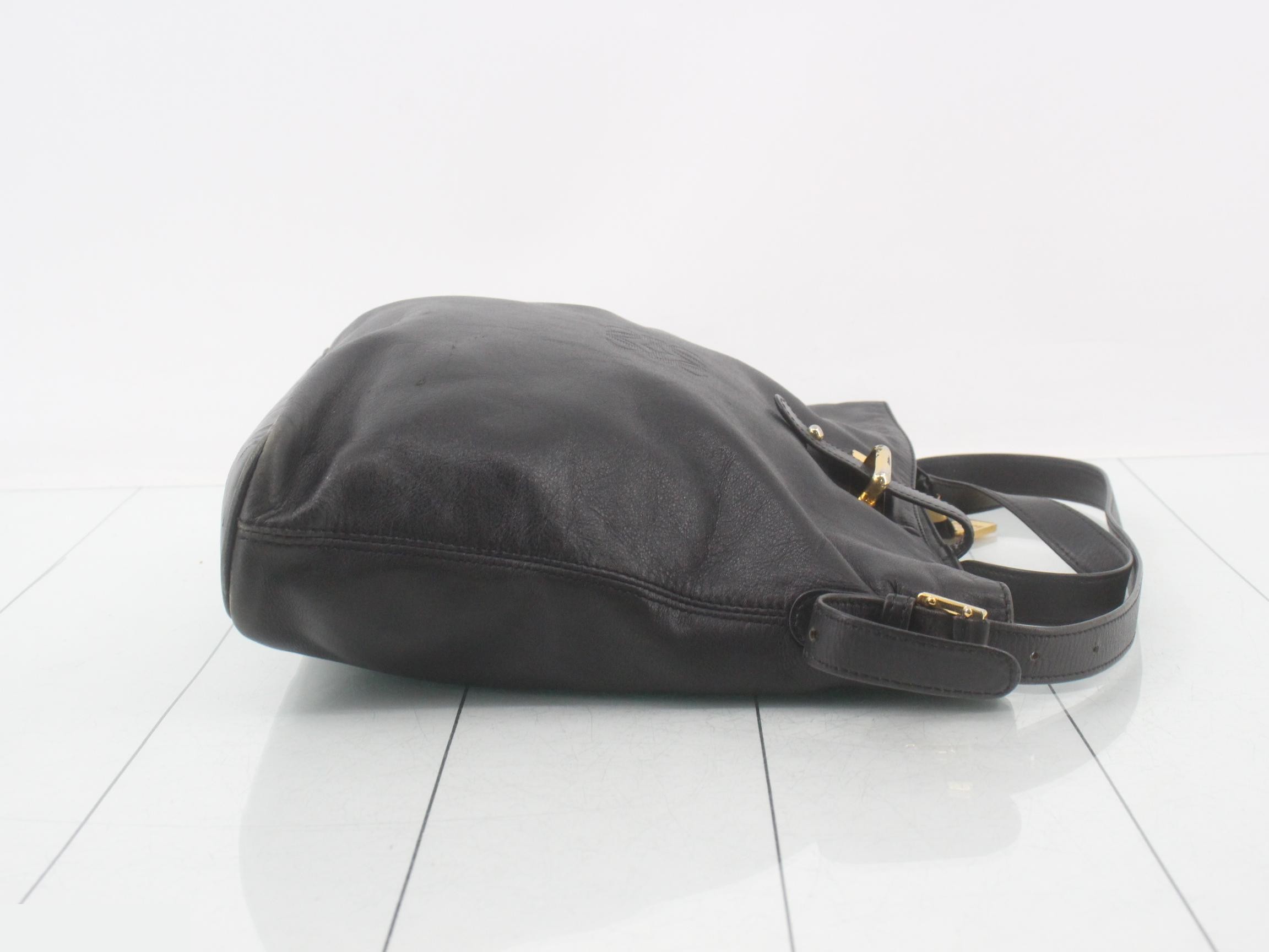 Anagram Leather Shoulder Bag, Black — view 3