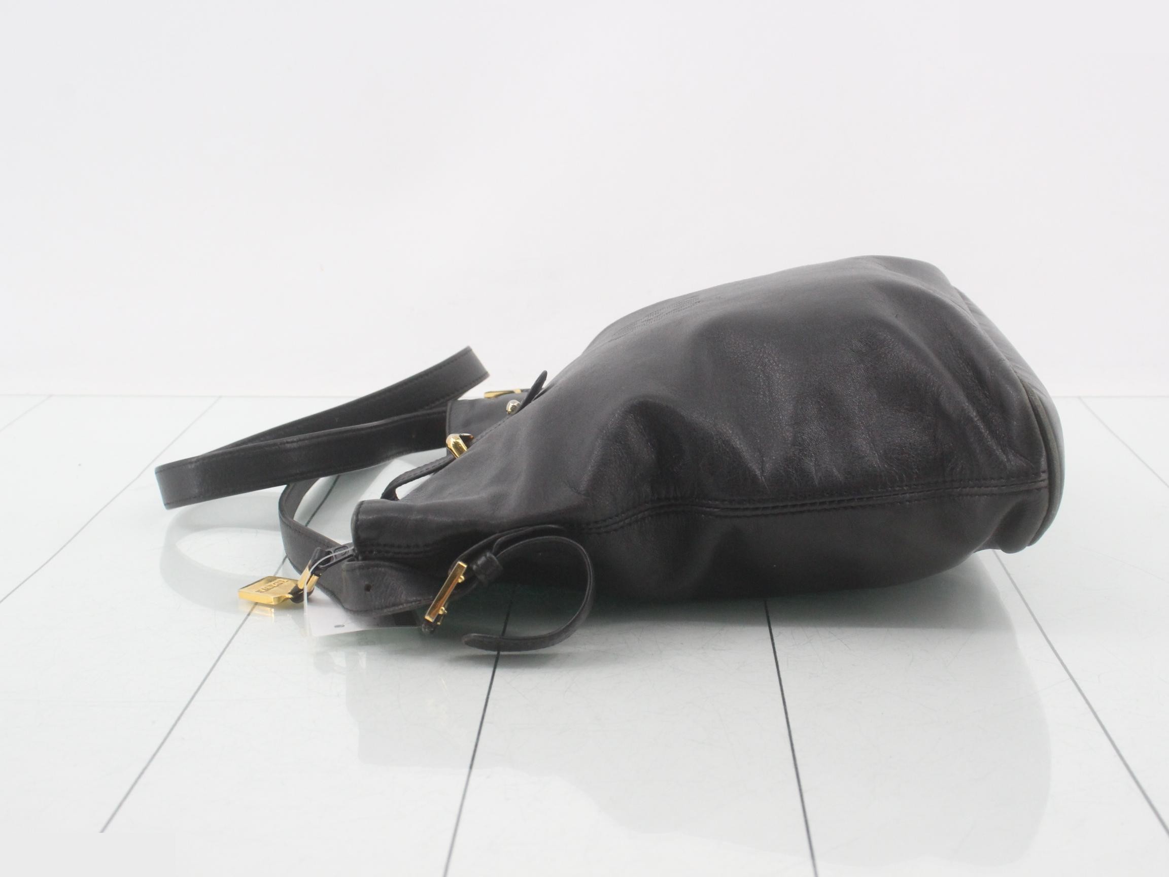 Anagram Leather Shoulder Bag, Black — view 4