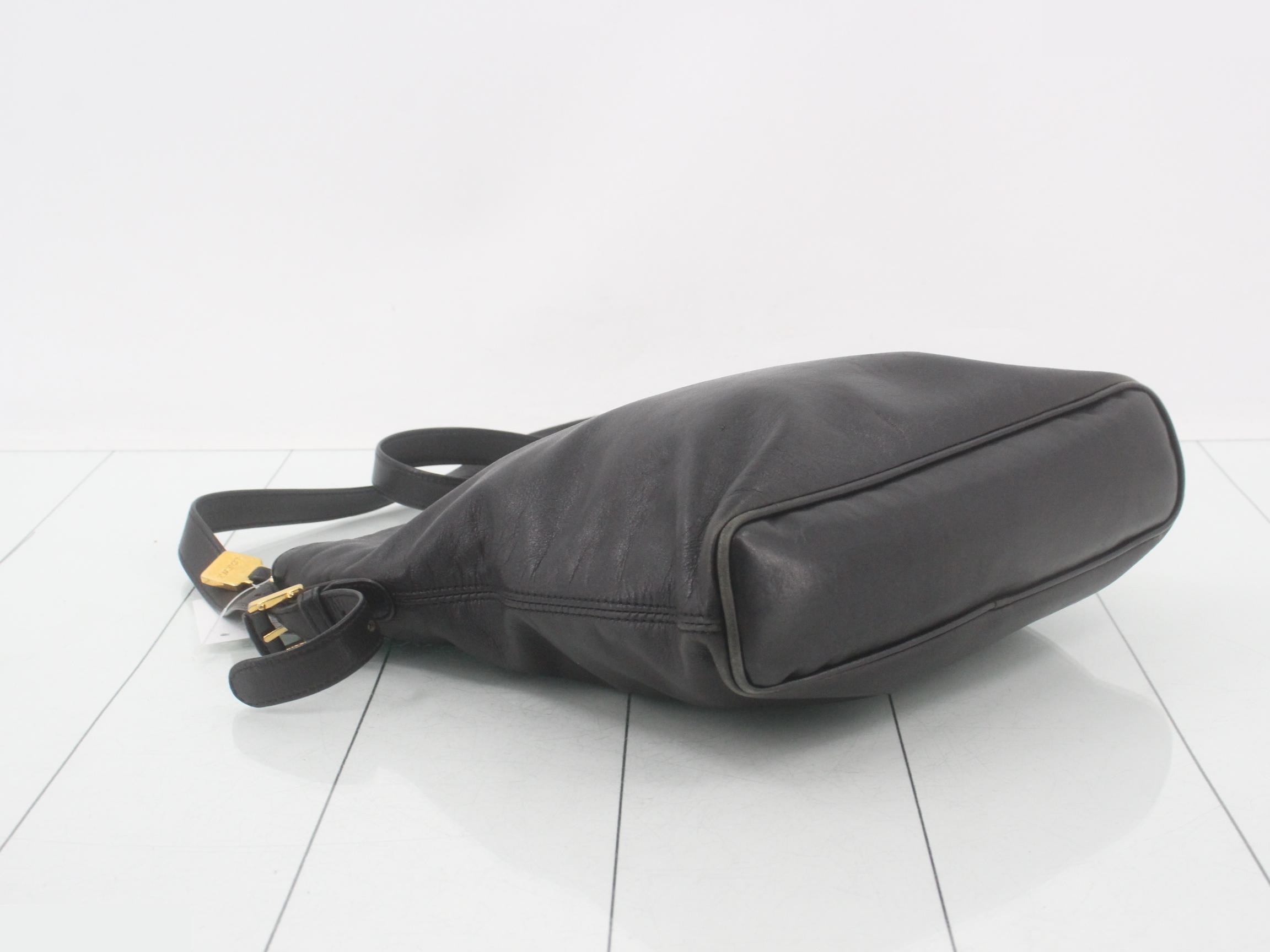 Anagram Leather Shoulder Bag, Black — view 5