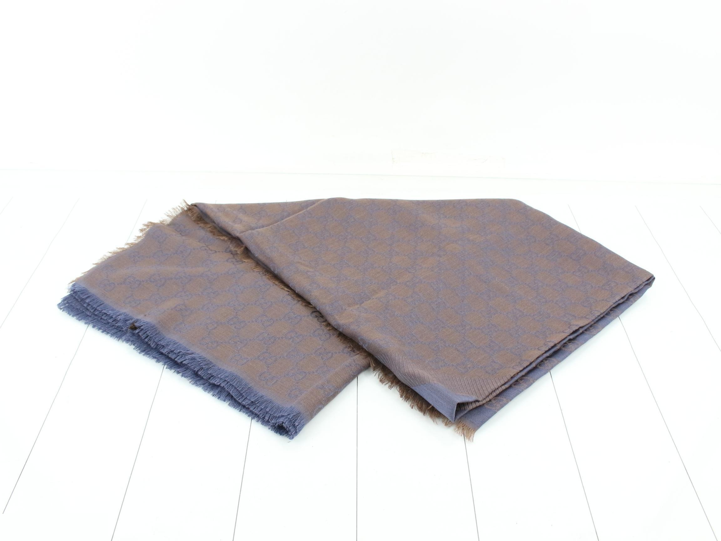 GG pattern, item number 281942, wool x silk stole, with tag. — view 2