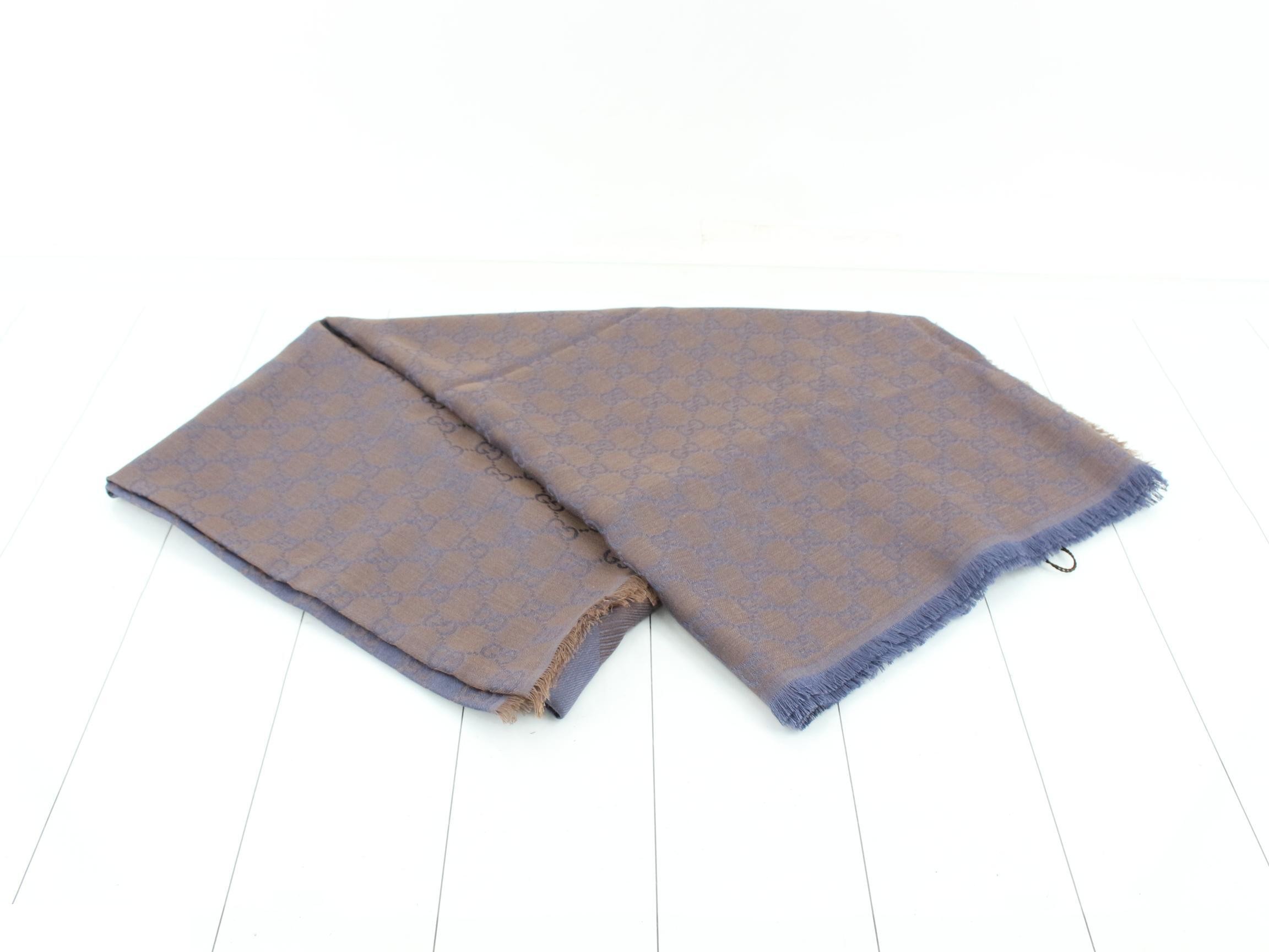 GG pattern, item number 281942, wool x silk stole, with tag. — view 3