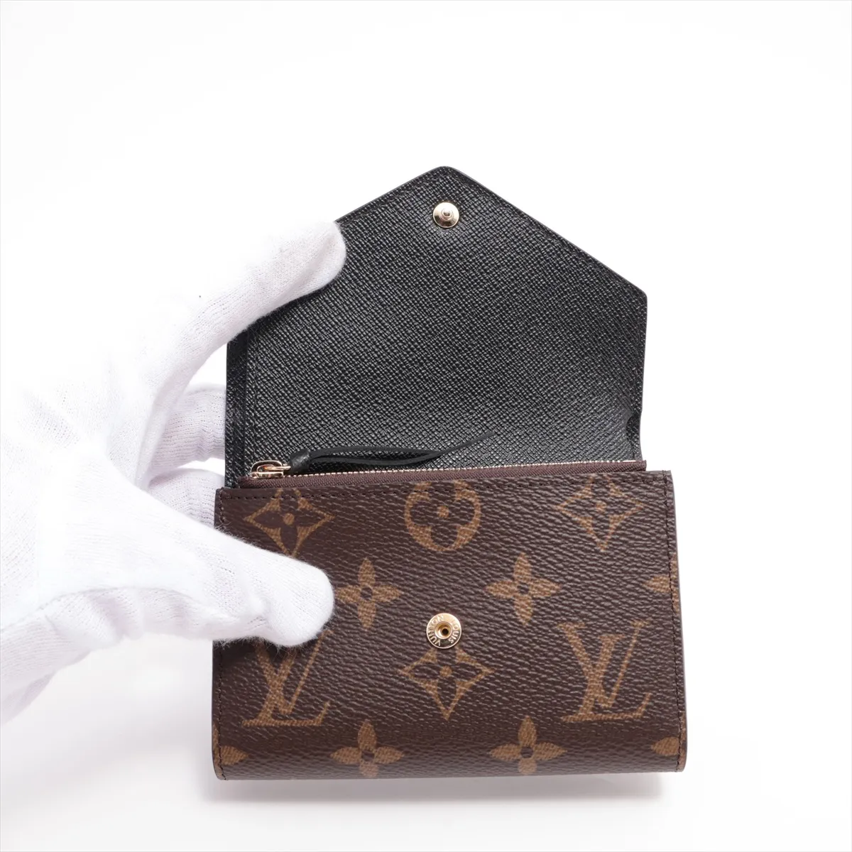 Monogram Reverse Portefeuille Victorine M81557 Black x Brown Compact Wallet (RFID detected) — view 3