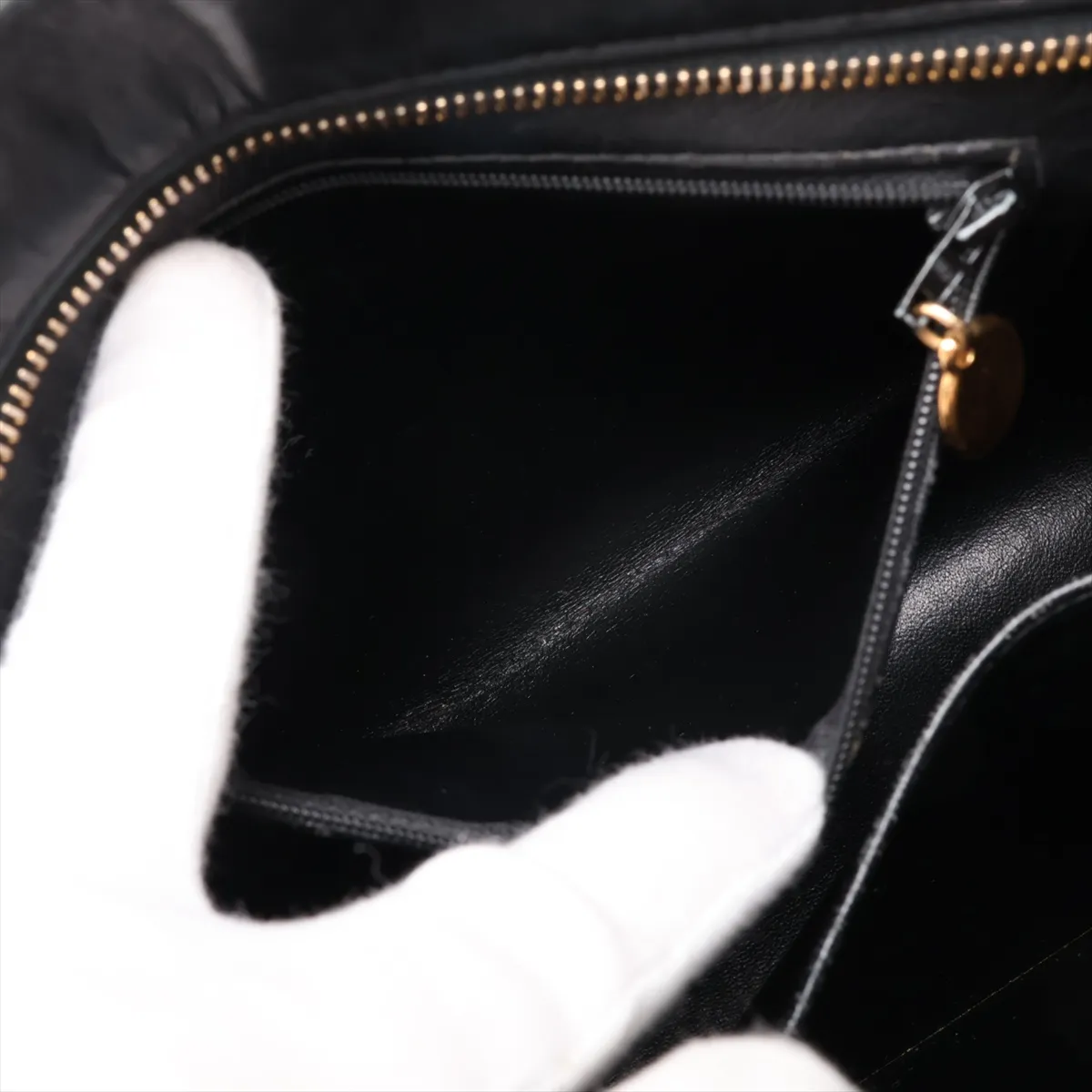 reissue lambskin tote bag, black with gold hardware, serial number unclear, in the 4th range. — view 9