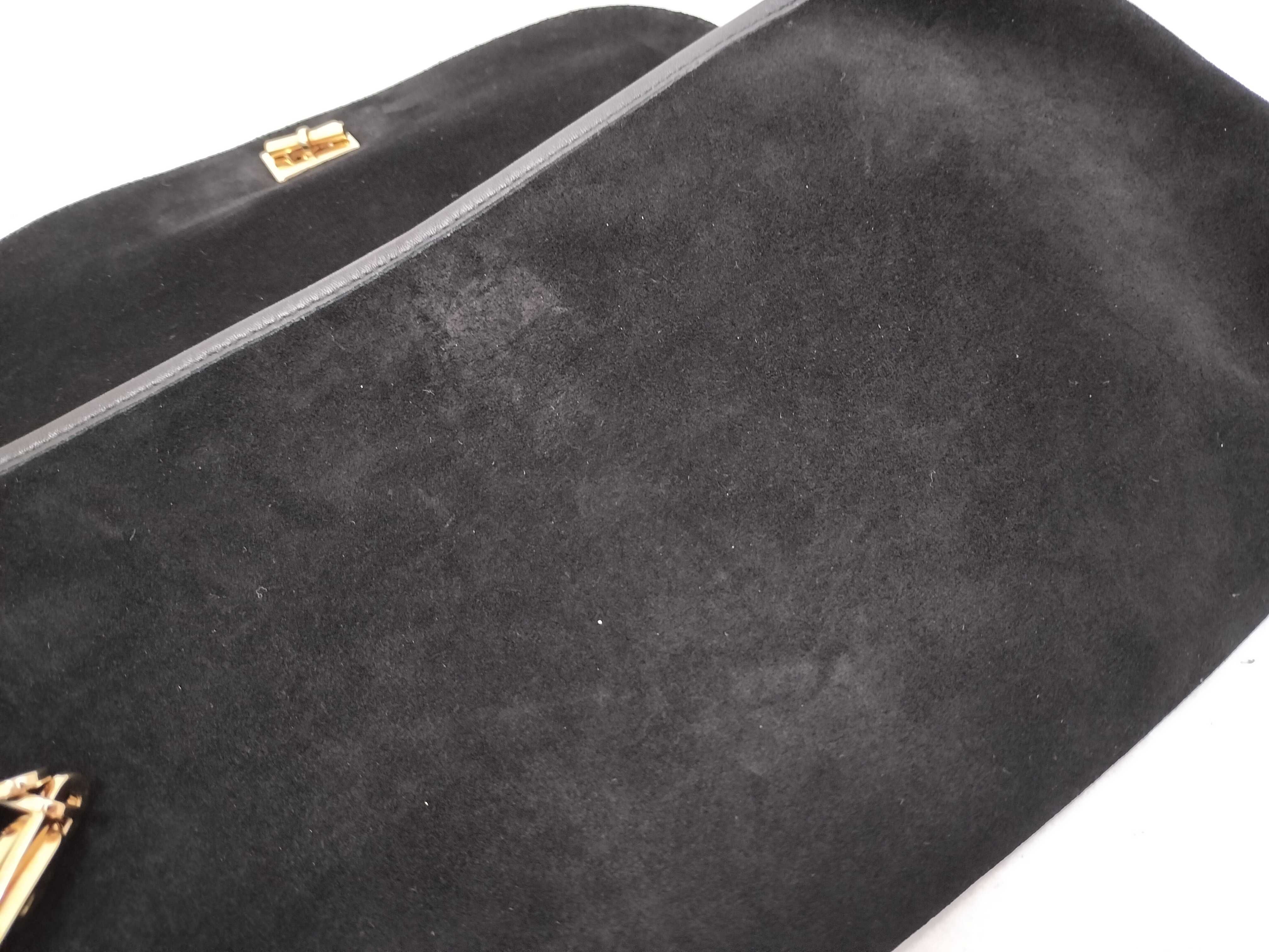 Panther Chain One-Shoulder Bag, Suede Leather, Black Shoulder Bag — view 13