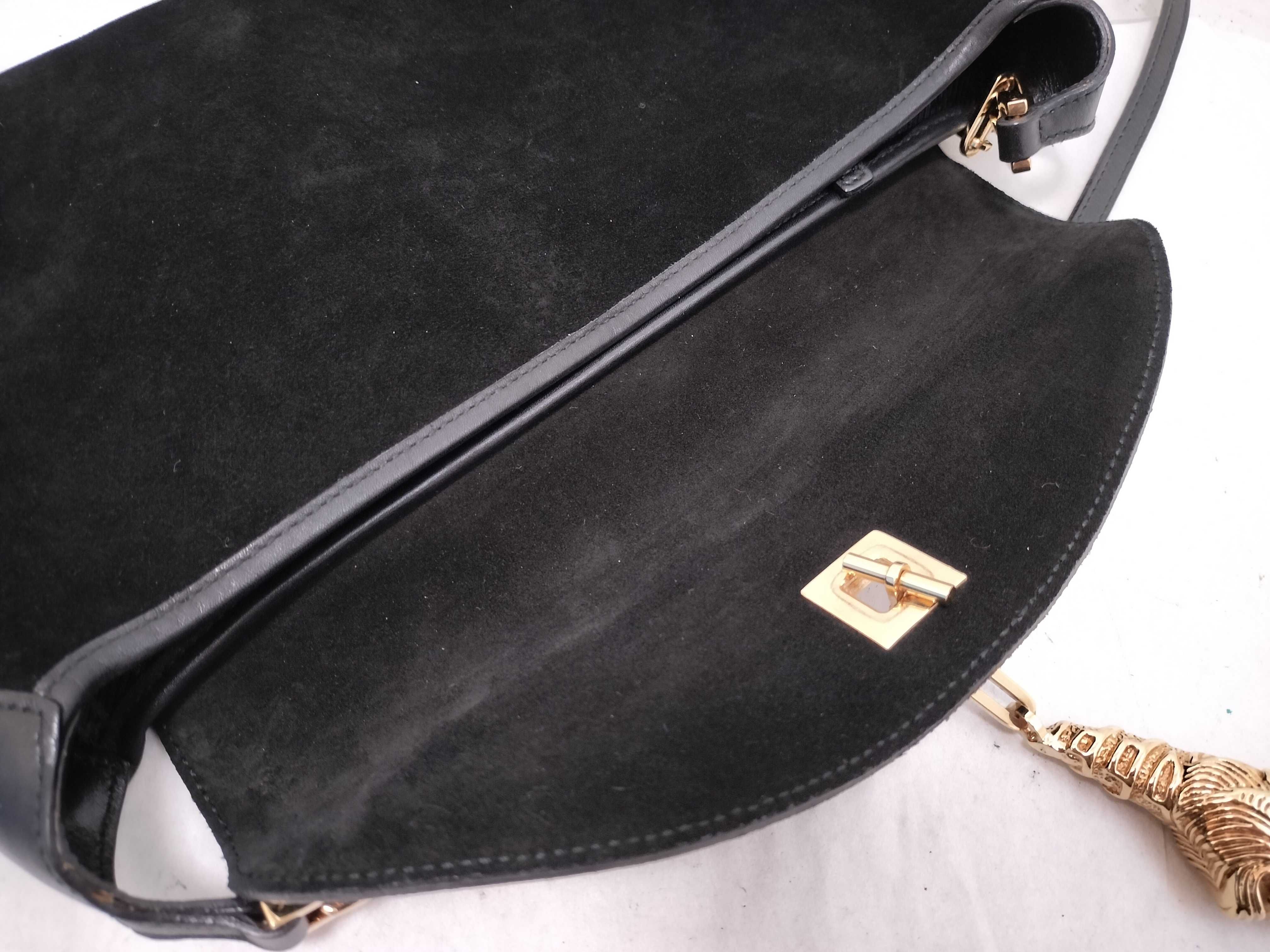 Panther Chain One-Shoulder Bag, Suede Leather, Black Shoulder Bag — view 8