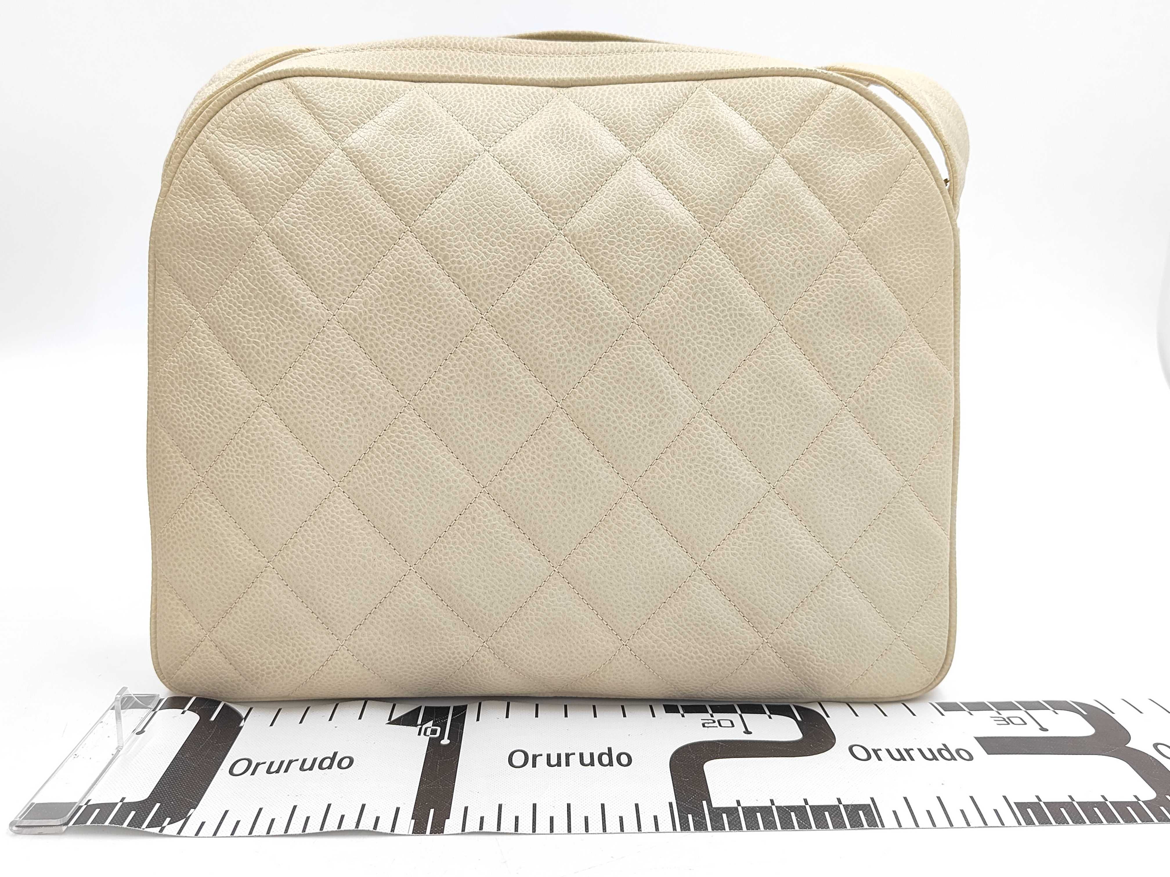 3836610 Matelassé Shoulder Bag, Caviar Leather, Beige — view 2