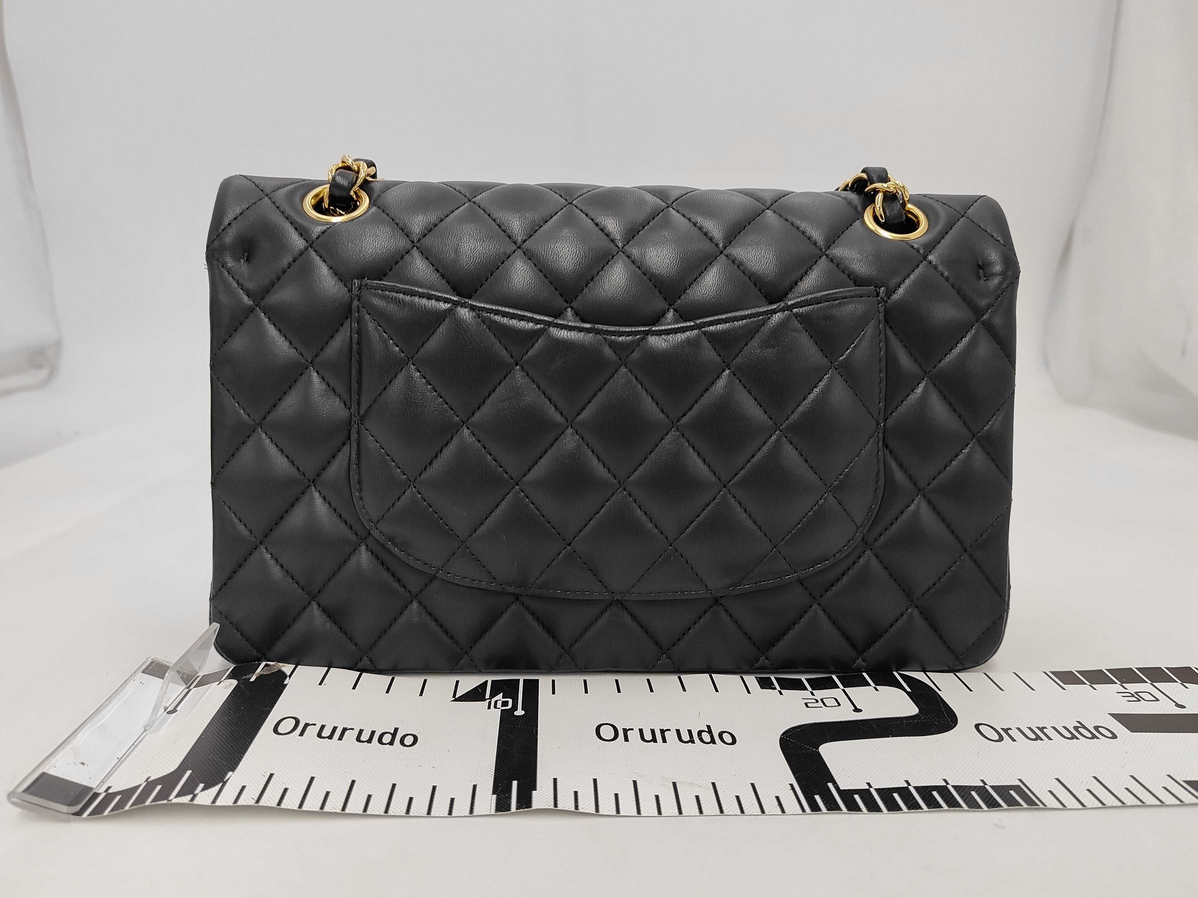 Matelassé Double Flap Chain Shoulder Bag, Lambskin, Black, Gold Hardware. — view 2