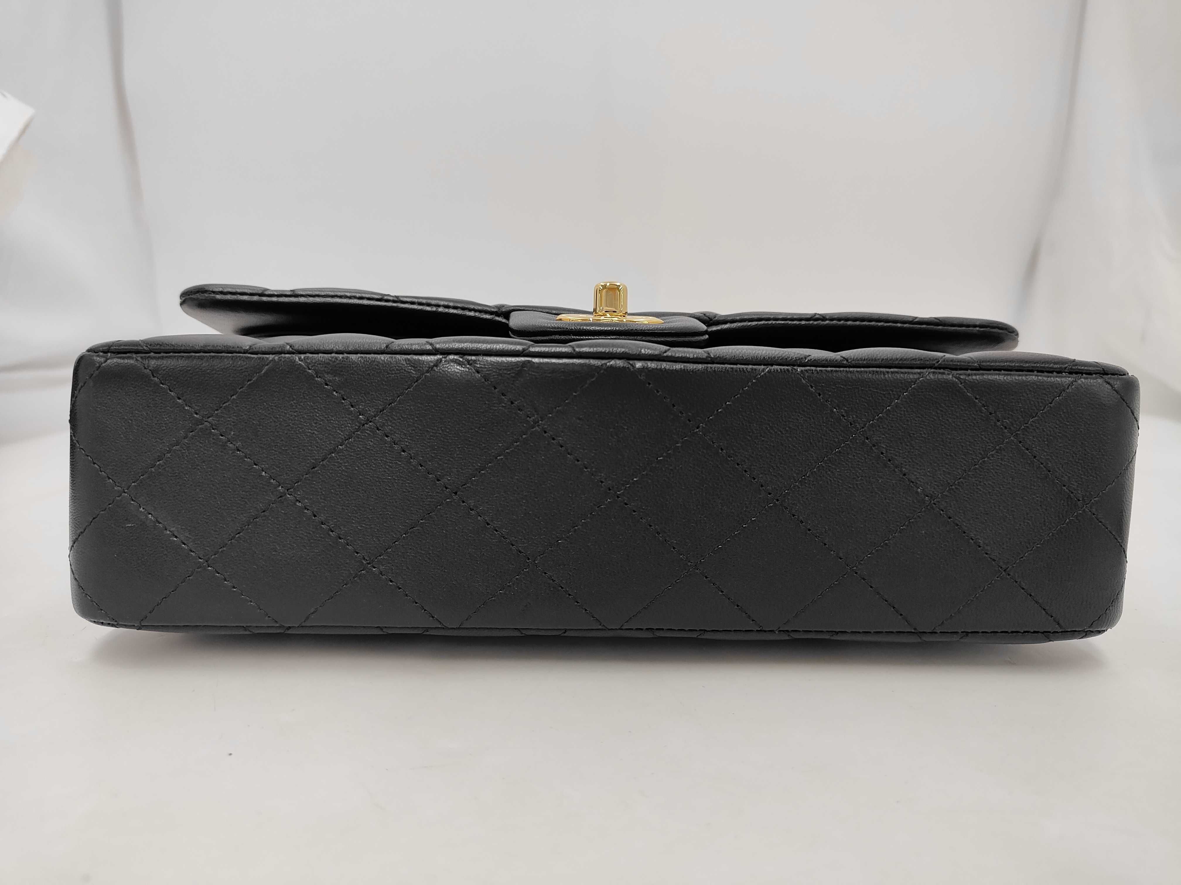 Matelassé Double Flap Chain Shoulder Bag, Lambskin, Black, Gold Hardware. — view 3