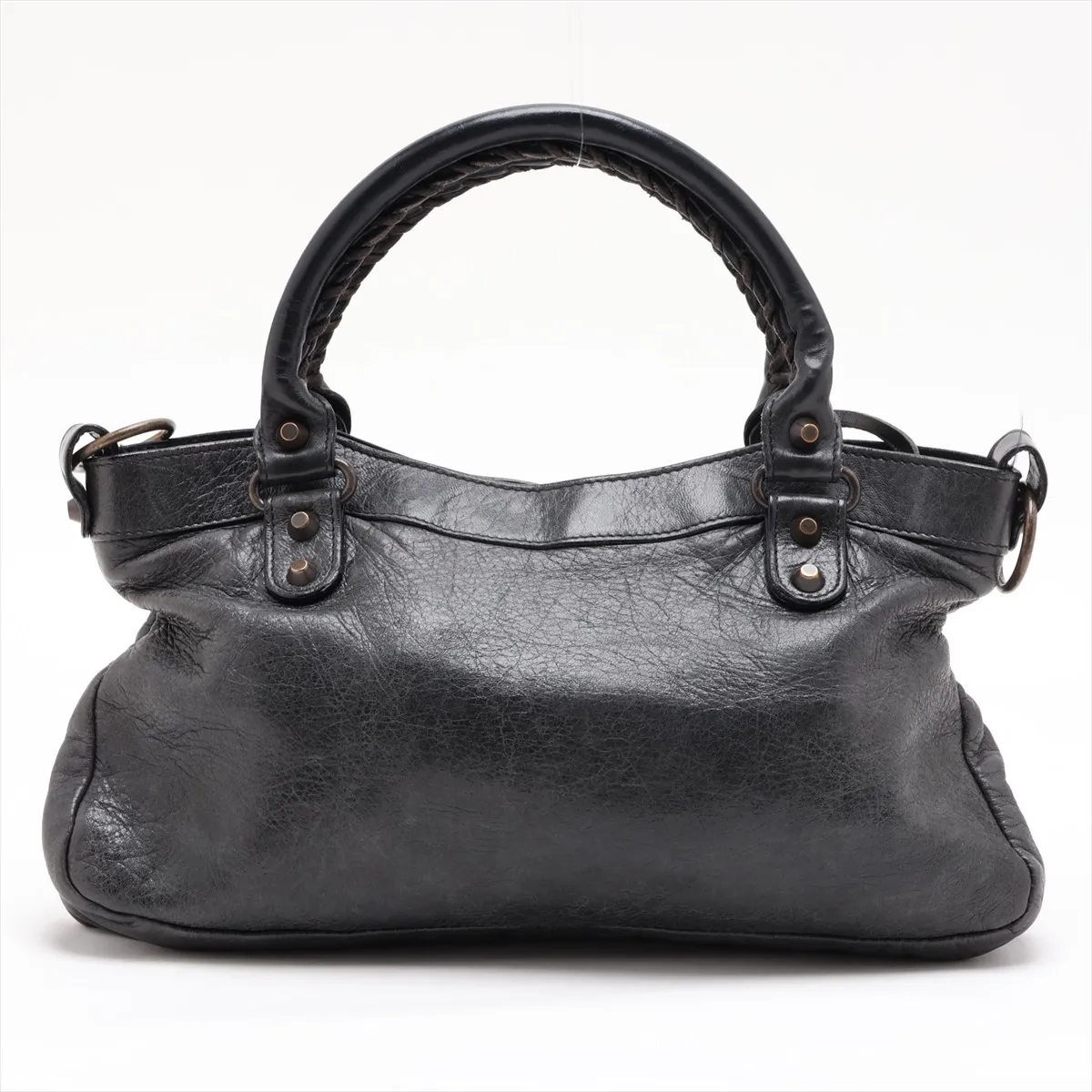 The First Leather 2-Way Handbag, Black, 103208, with Mirror — view 2