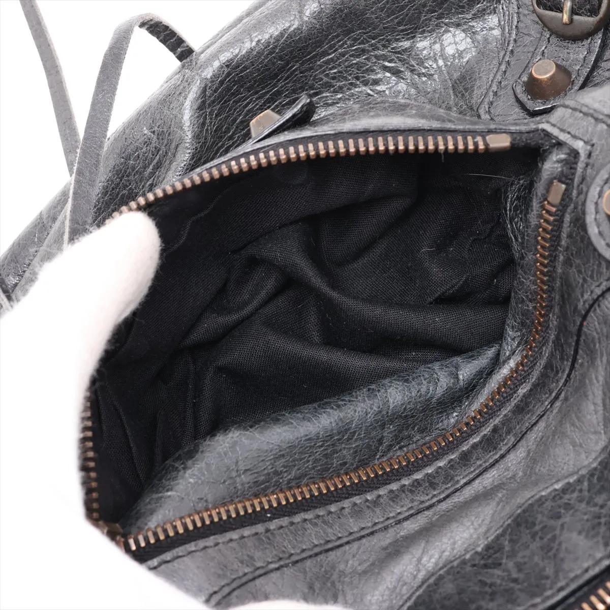The First Leather 2-Way Handbag, Black, 103208, with Mirror — view 10