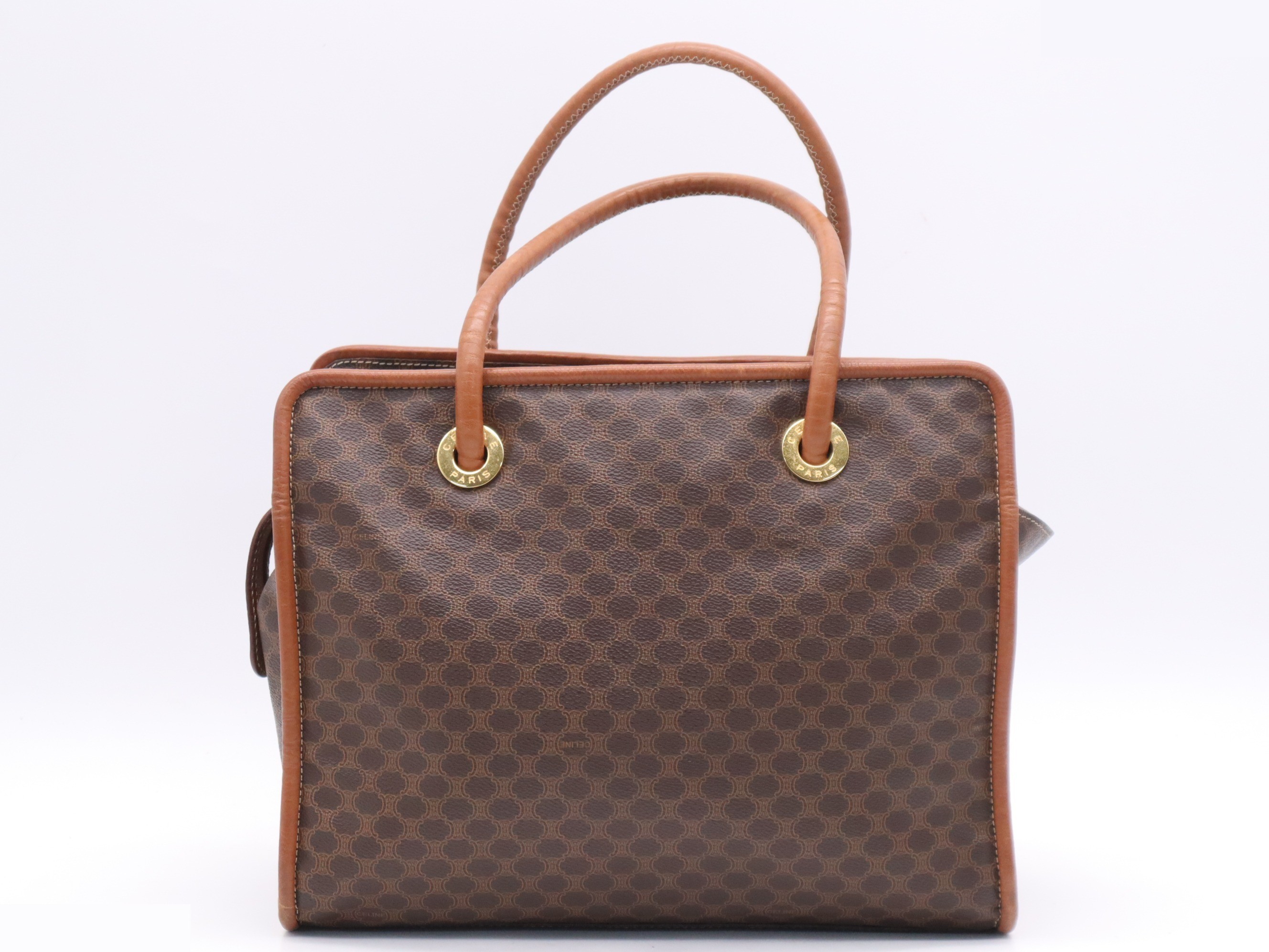 PVC x Leather Macadam Tote Bag, Brown, Gold Hardware — view 2