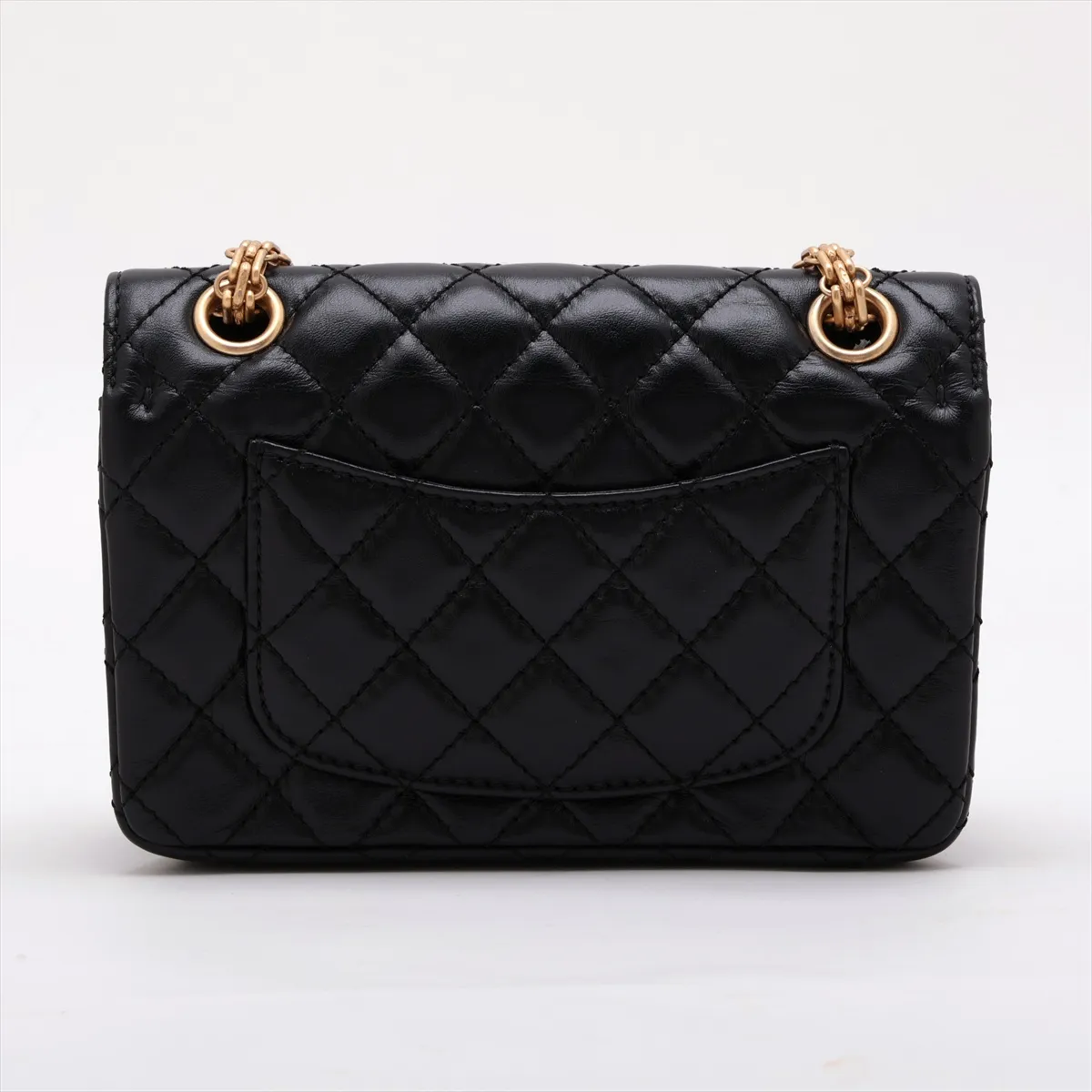 [Individually packaged] Chanel Matelassé 2.55 Mini Leather Single Flap Double Chain Bag, Black with Gold Hardware, NA4T7587, Random Plate, AS0874 — view 2