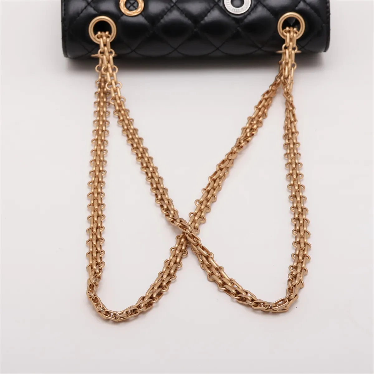 [Individually packaged] Chanel Matelassé 2.55 Mini Leather Single Flap Double Chain Bag, Black with Gold Hardware, NA4T7587, Random Plate, AS0874 — view 5