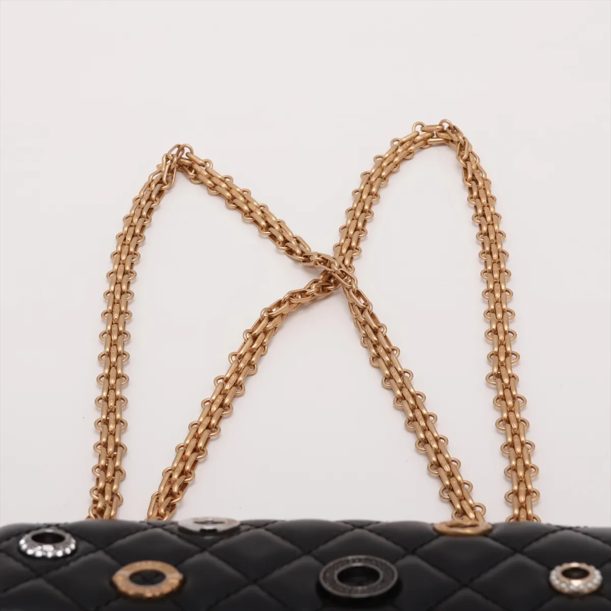 [Individually packaged] Chanel Matelassé 2.55 Mini Leather Single Flap Double Chain Bag, Black with Gold Hardware, NA4T7587, Random Plate, AS0874 — view 6