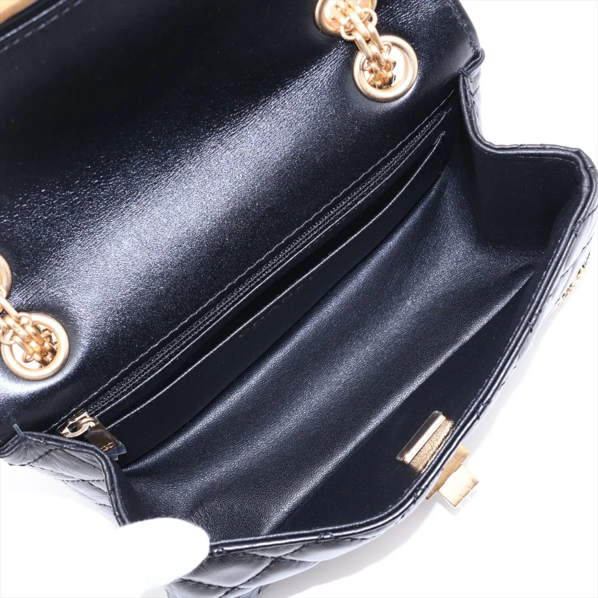 [Individually packaged] Chanel Matelassé 2.55 Mini Leather Single Flap Double Chain Bag, Black with Gold Hardware, NA4T7587, Random Plate, AS0874 — view 7