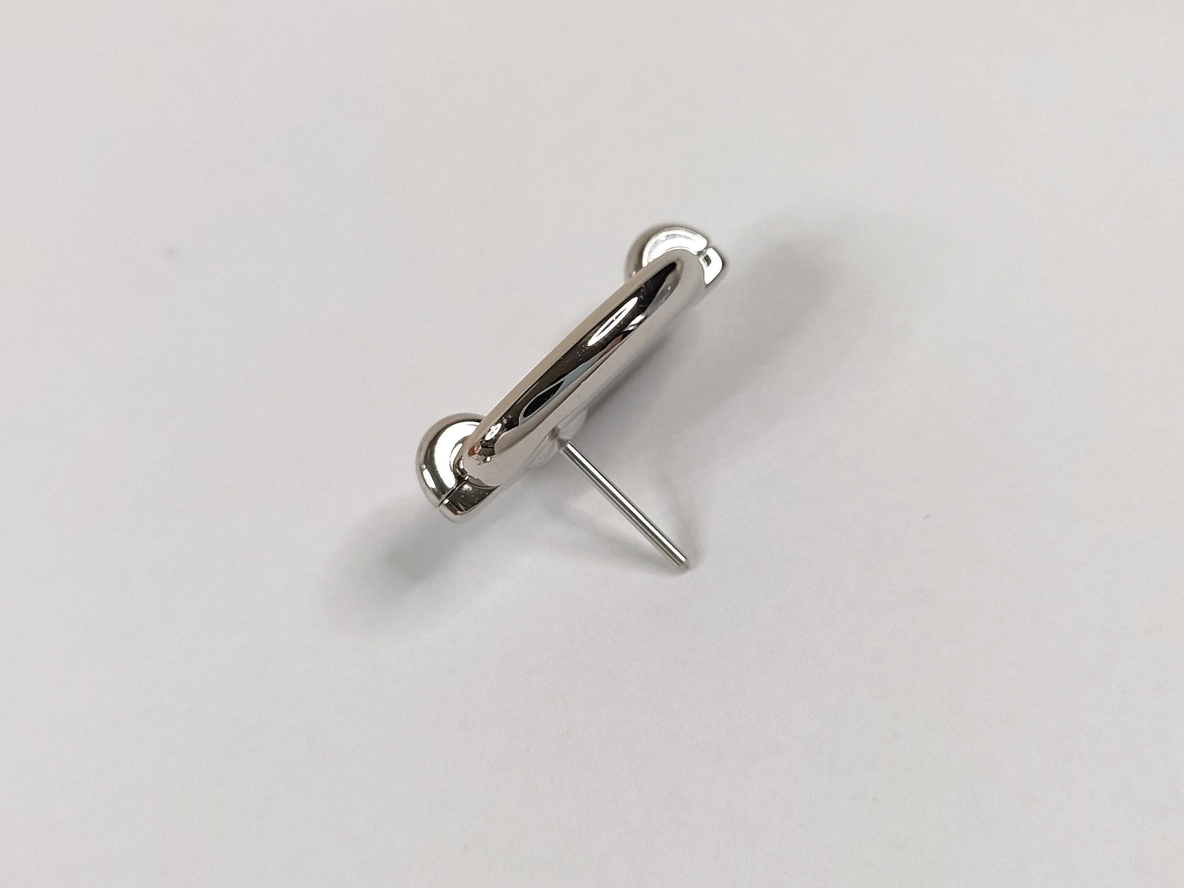 Mini Maillon Earrings, Marron Glacé x Silver Hardware, Unused, Hermes Earrings — view 6