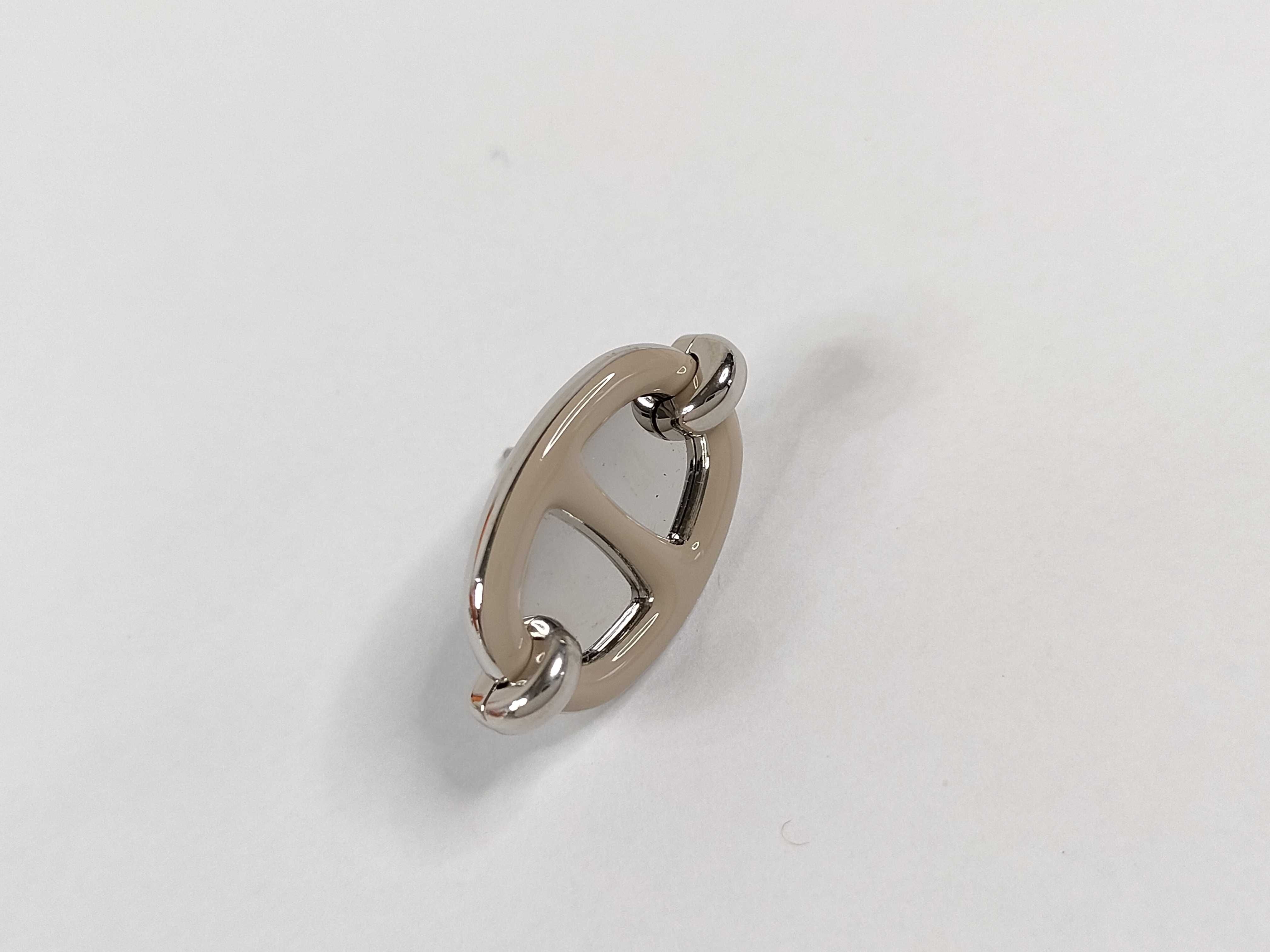 Mini Maillon Earrings, Marron Glacé x Silver Hardware, Unused, Hermes Earrings — view 8
