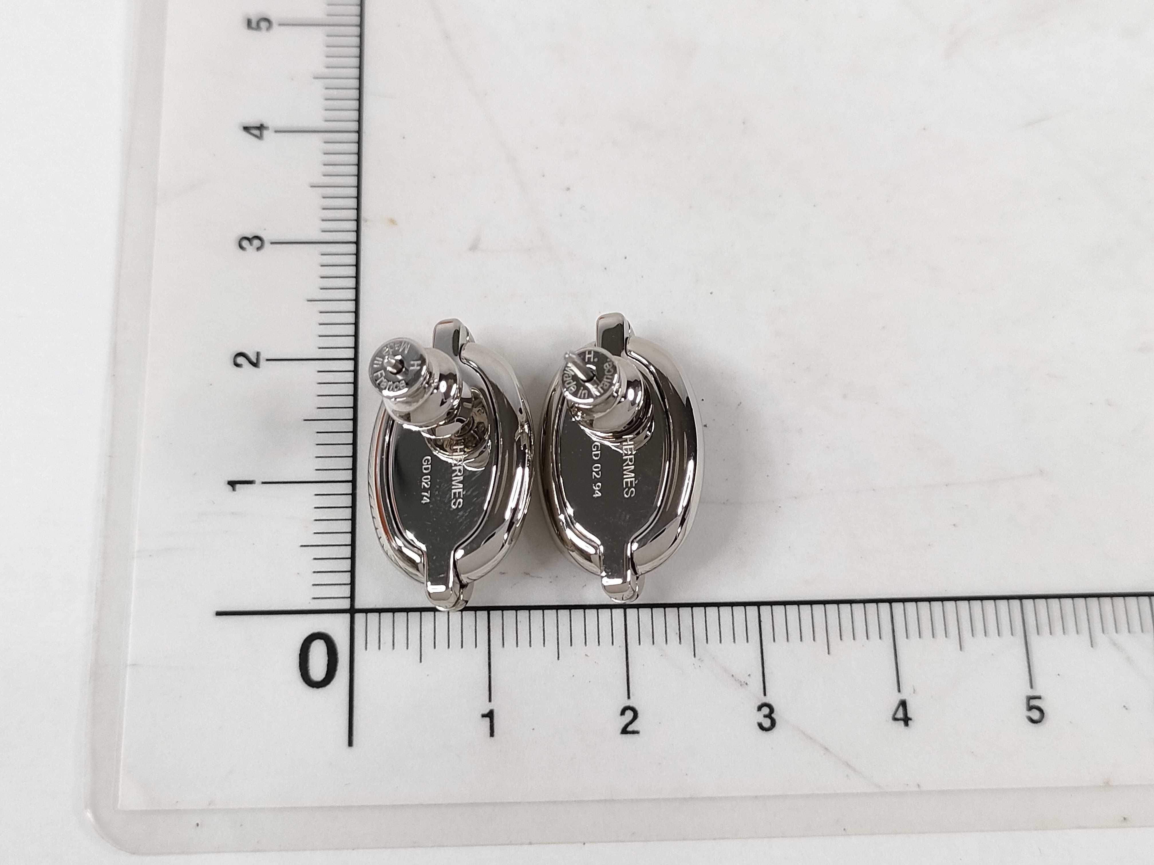 Mini Maillon Earrings, Marron Glacé x Silver Hardware, Unused, Hermes Earrings — view 9