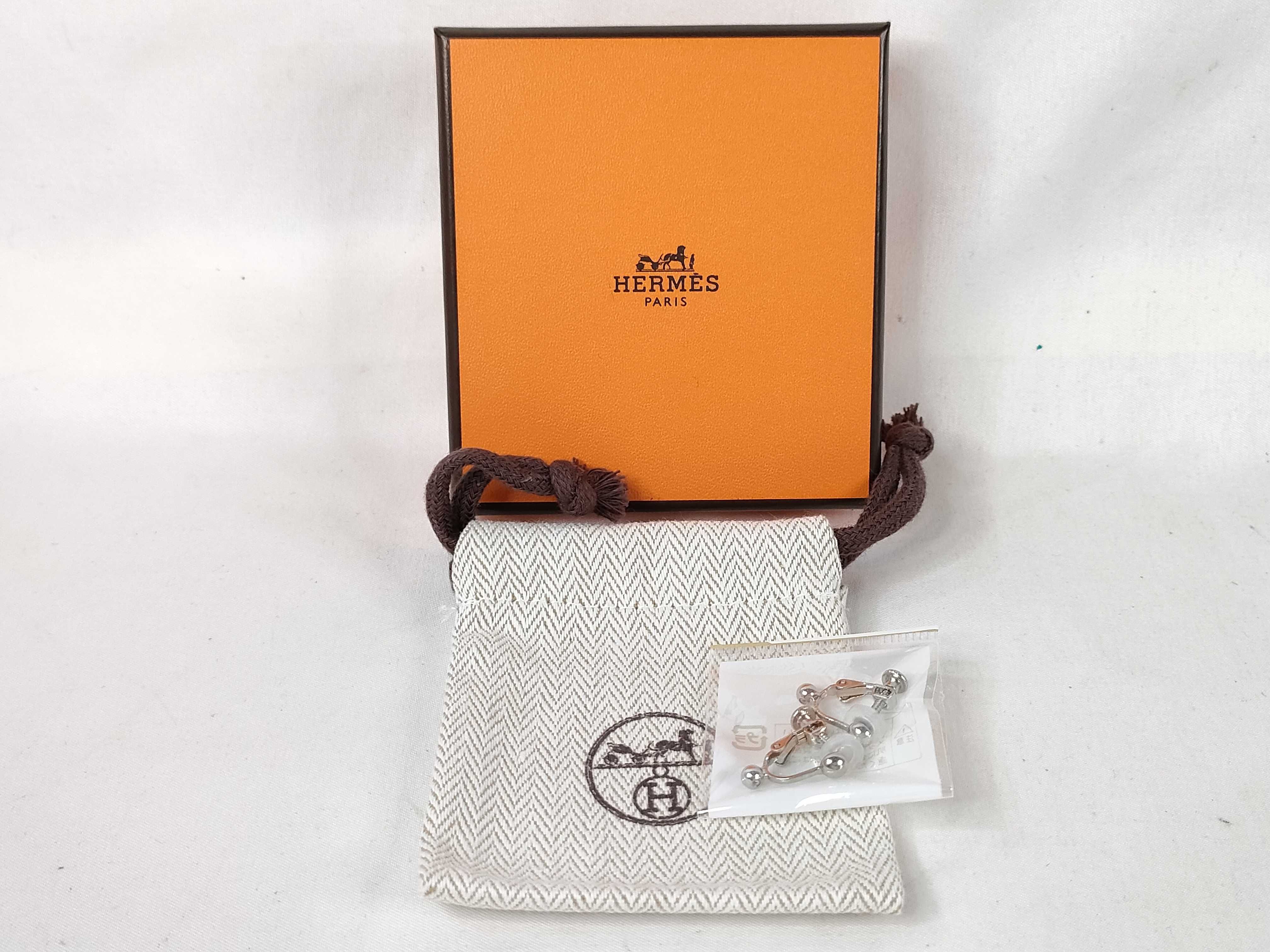 Mini Maillon Earrings, Marron Glacé x Silver Hardware, Unused, Hermes Earrings — view 10