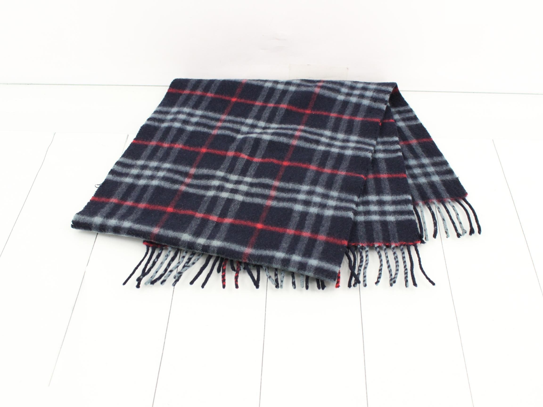 Tag attached, 100% cashmere check scarf — view 3
