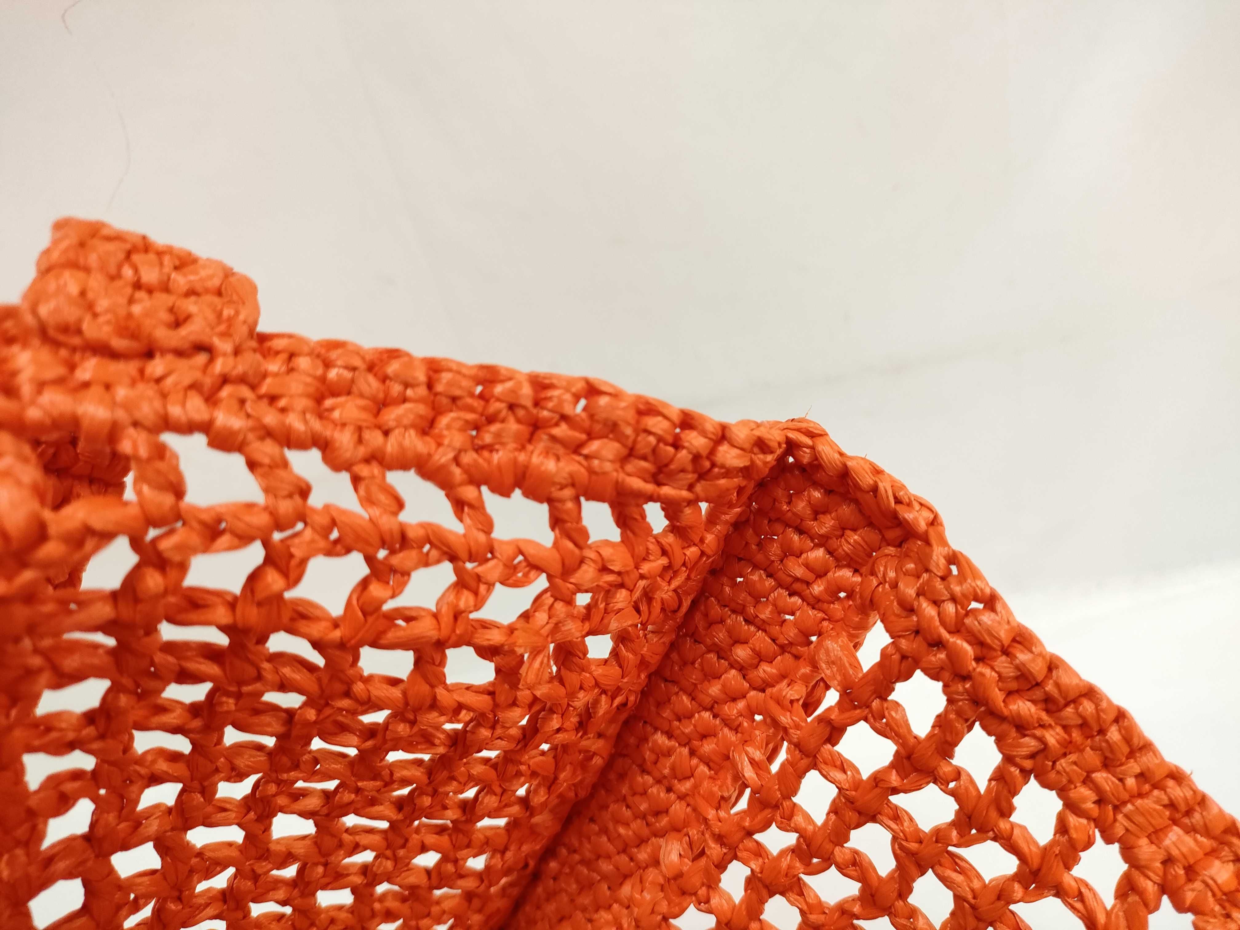 DU- Logo Raffia Tote Bag Orange Rayon 1BG393 Tote Bag — view 11