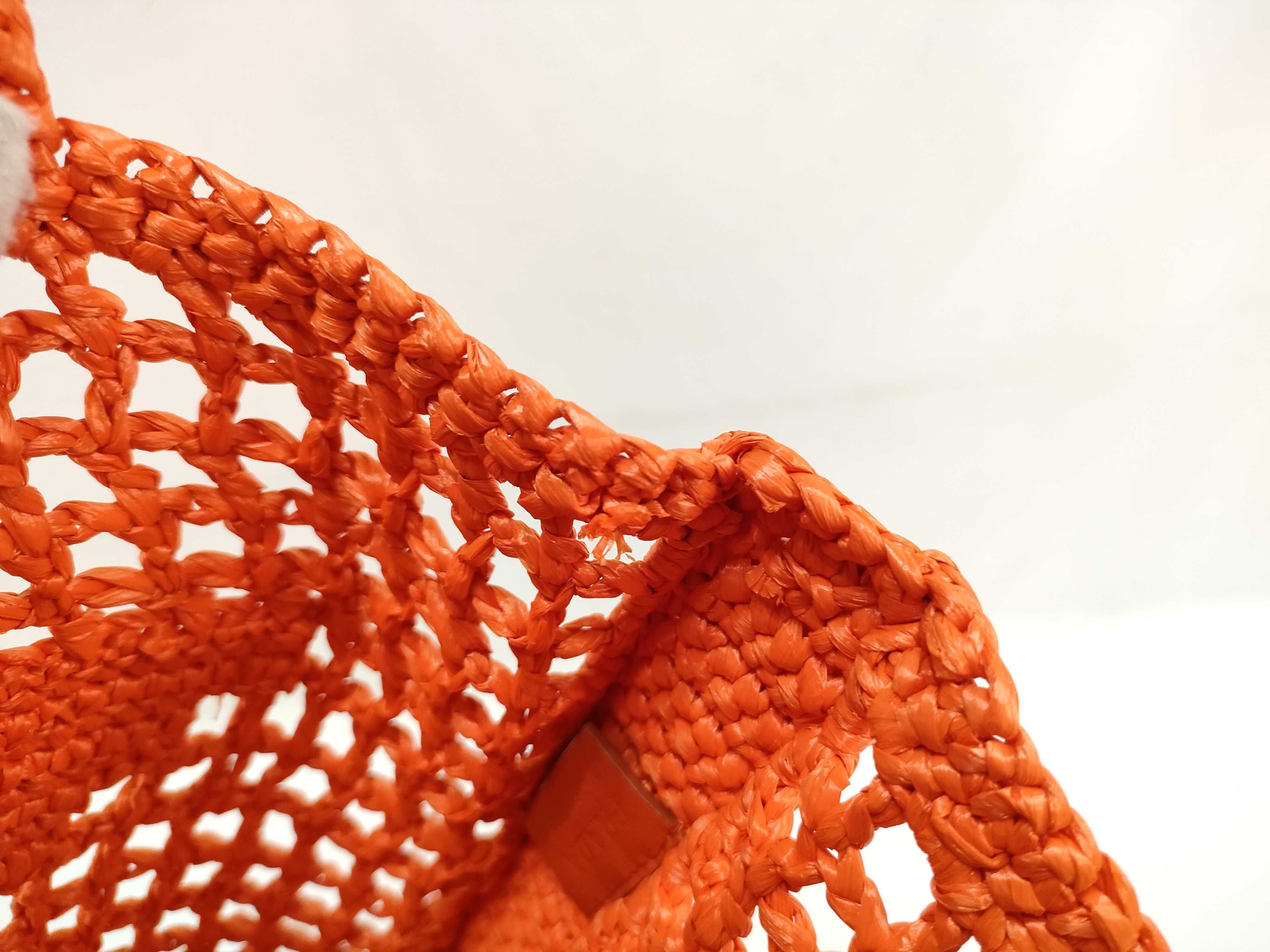 DU- Logo Raffia Tote Bag Orange Rayon 1BG393 Tote Bag — view 12