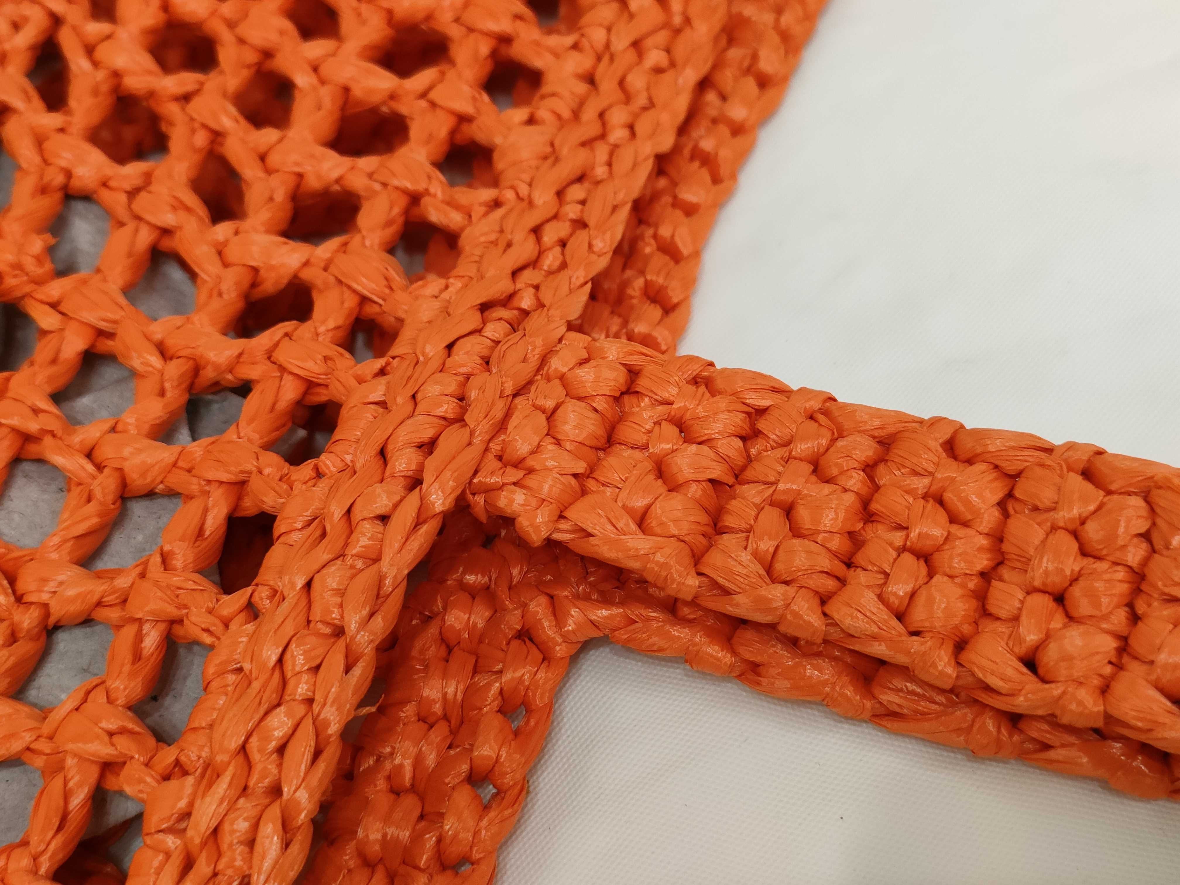 DU- Logo Raffia Tote Bag Orange Rayon 1BG393 Tote Bag — view 4