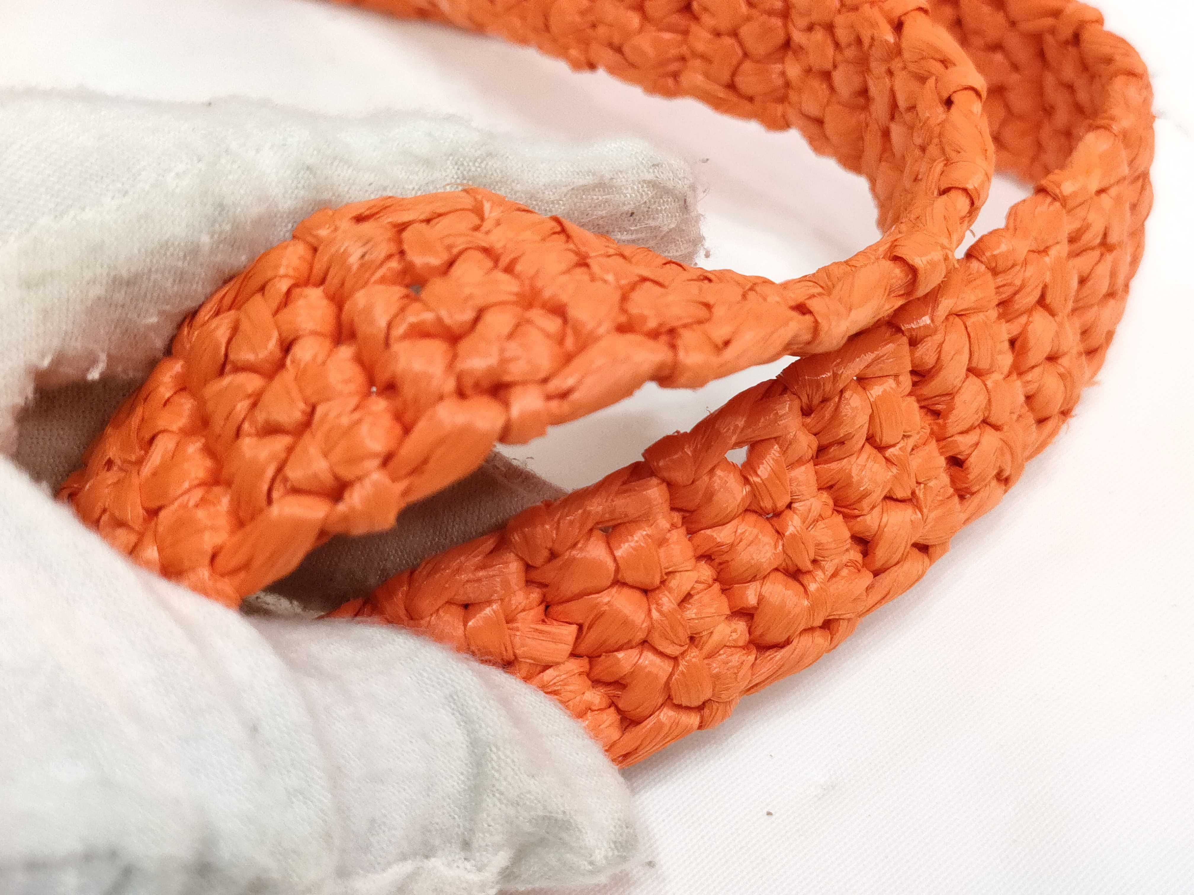 DU- Logo Raffia Tote Bag Orange Rayon 1BG393 Tote Bag — view 5