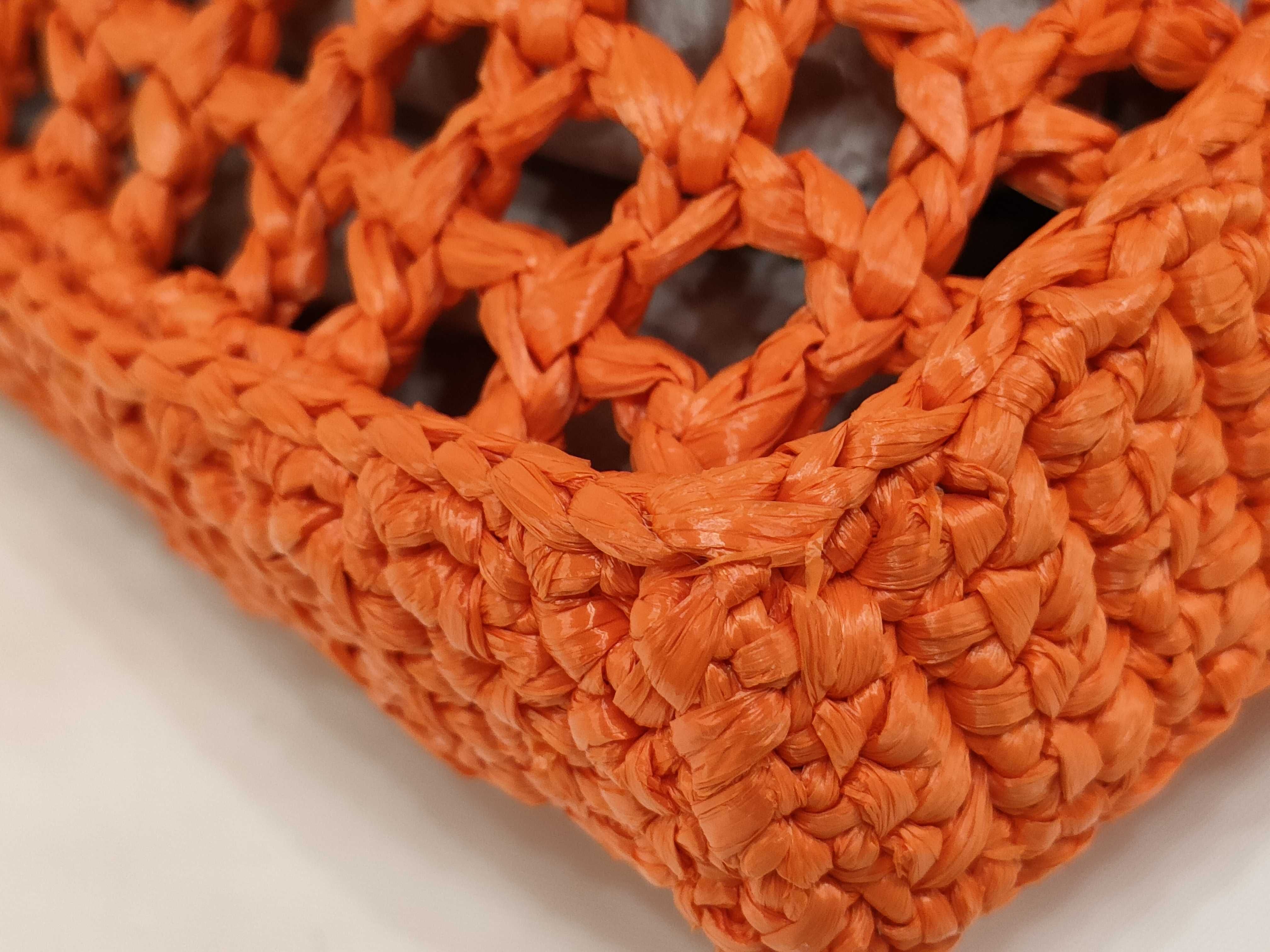 DU- Logo Raffia Tote Bag Orange Rayon 1BG393 Tote Bag — view 6