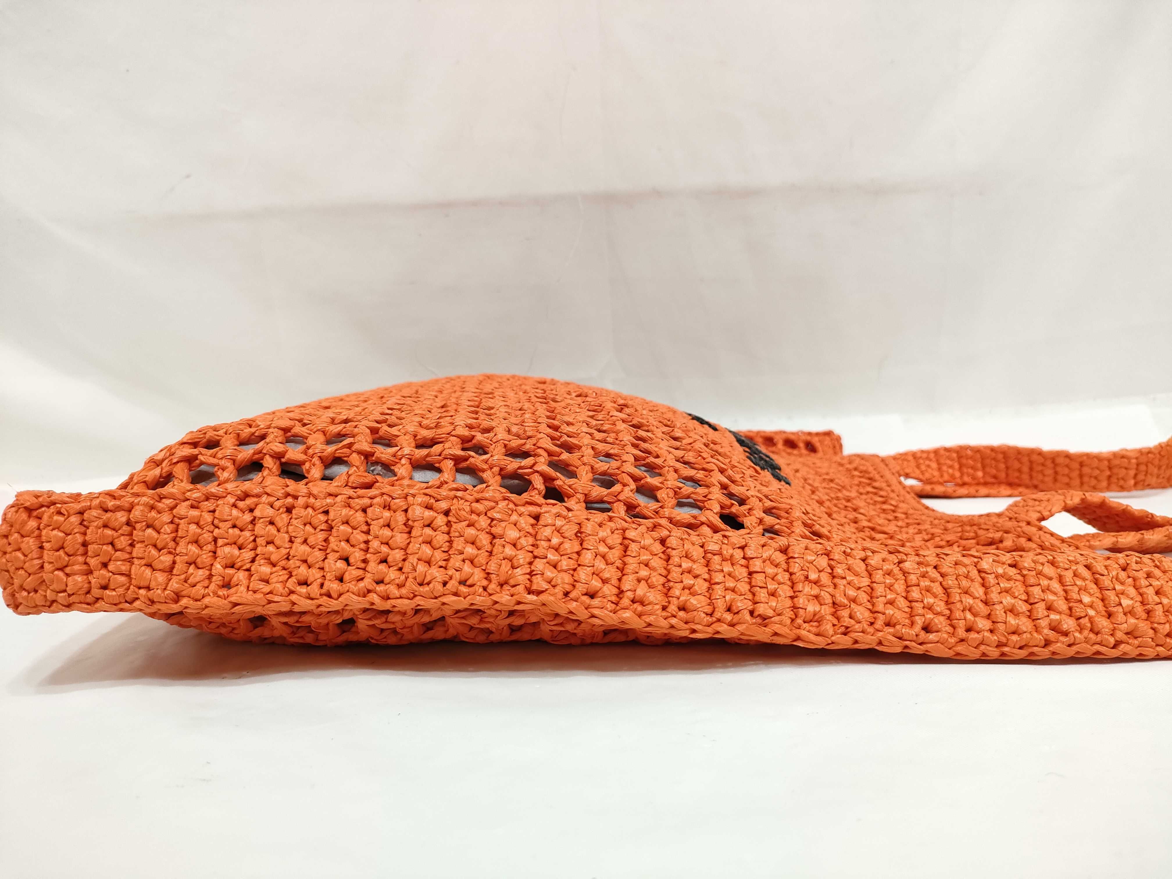 DU- Logo Raffia Tote Bag Orange Rayon 1BG393 Tote Bag — view 7