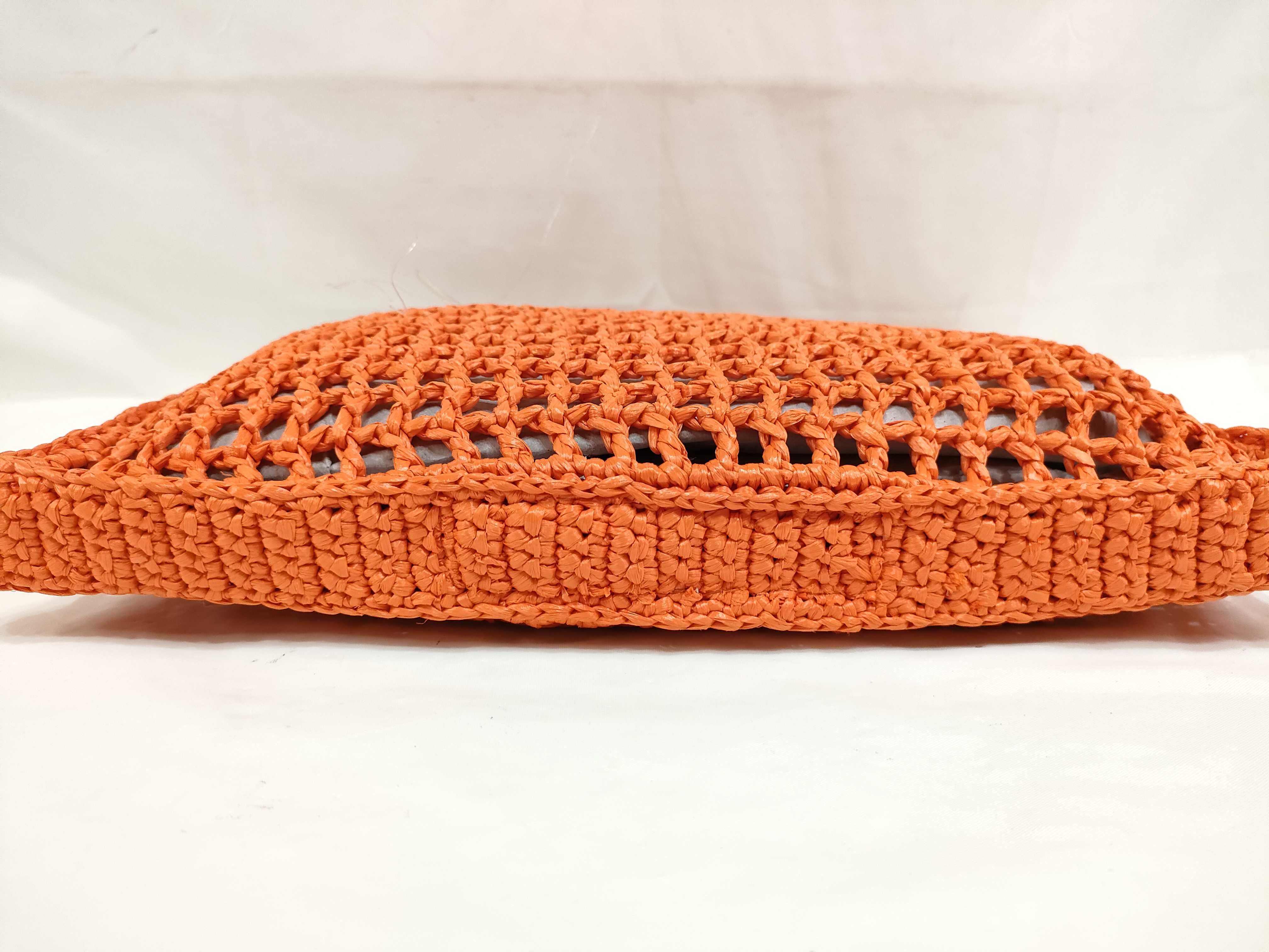 DU- Logo Raffia Tote Bag Orange Rayon 1BG393 Tote Bag — view 8