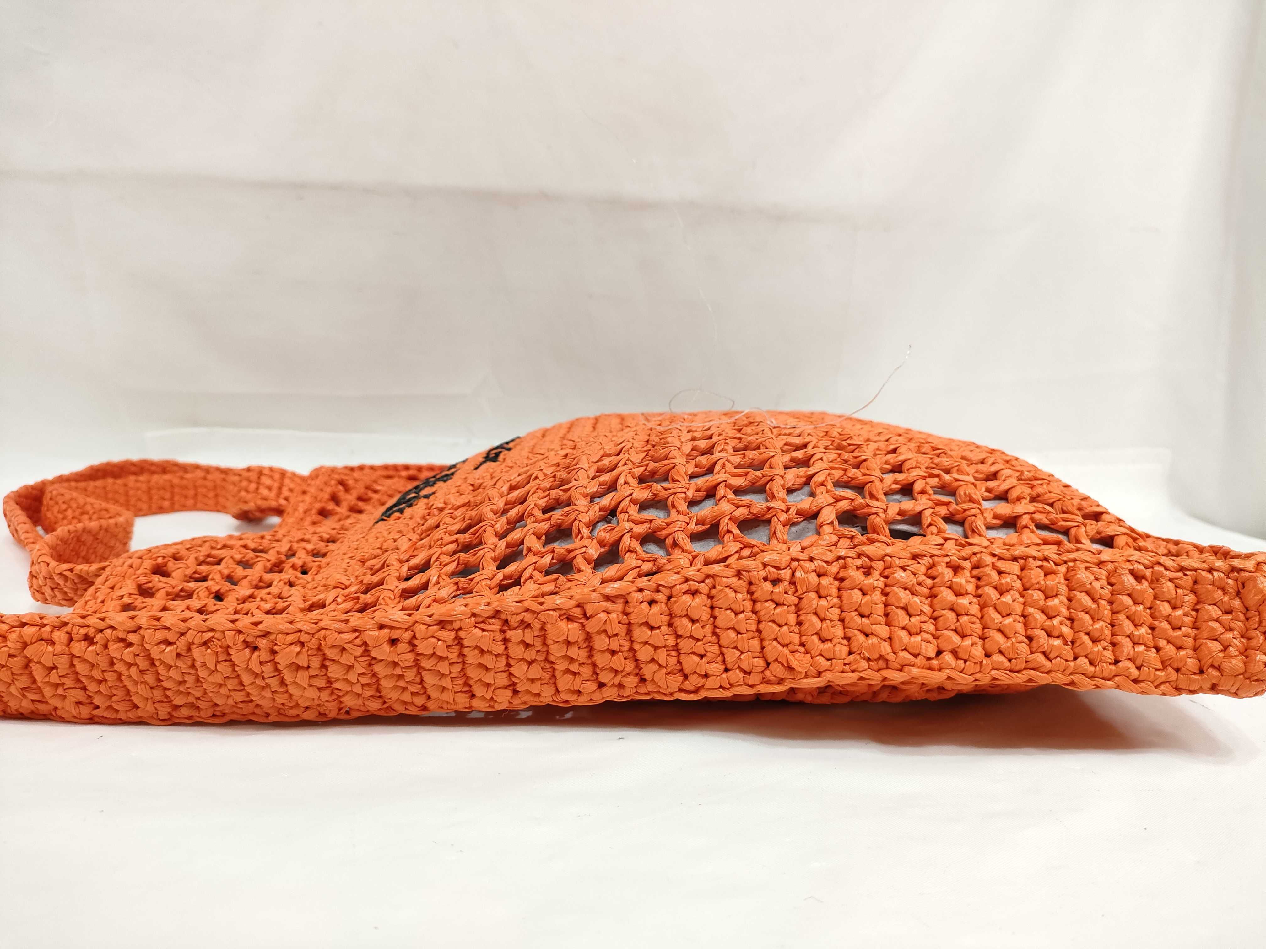 DU- Logo Raffia Tote Bag Orange Rayon 1BG393 Tote Bag — view 9