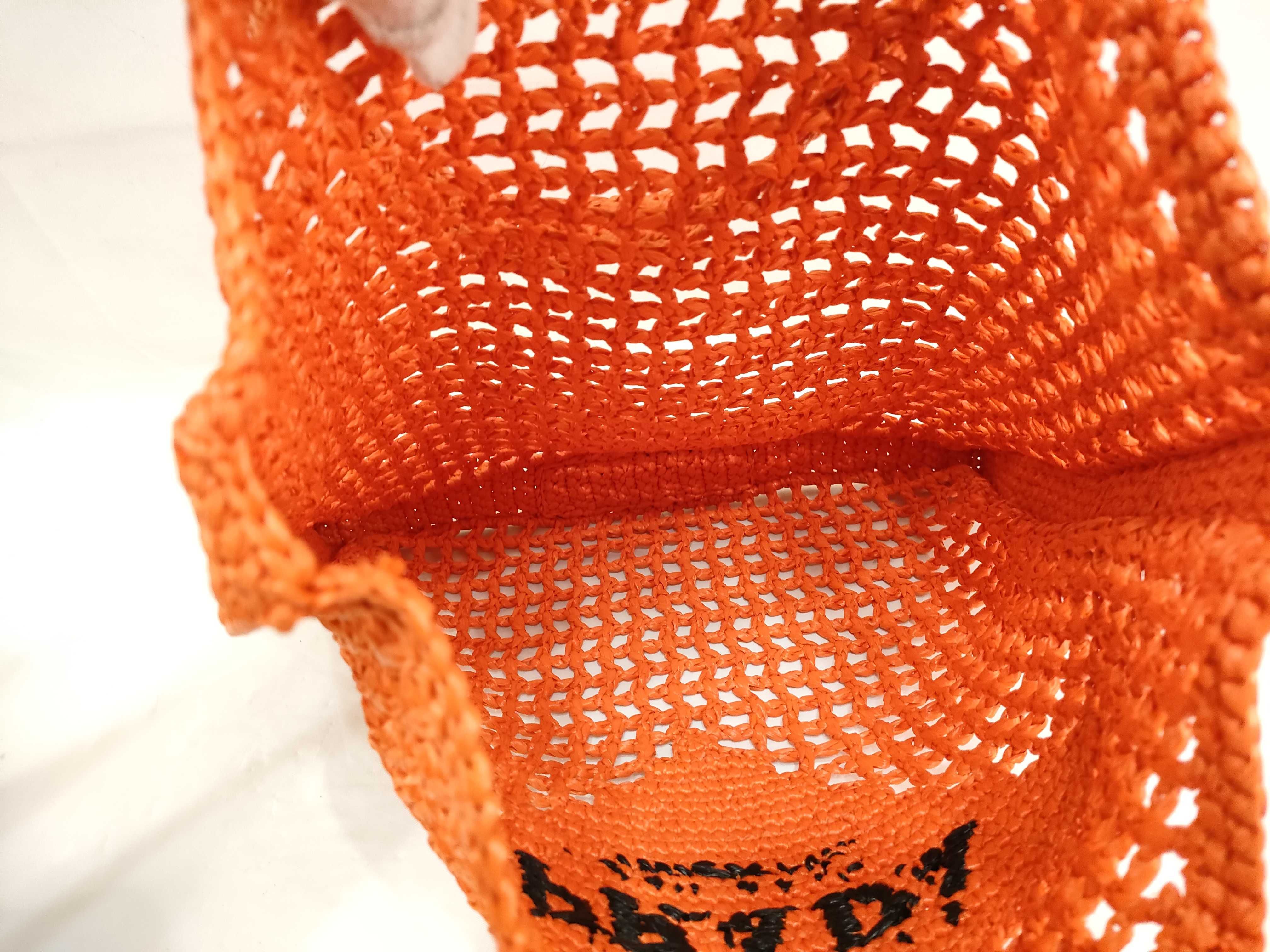 DU- Logo Raffia Tote Bag Orange Rayon 1BG393 Tote Bag — view 10