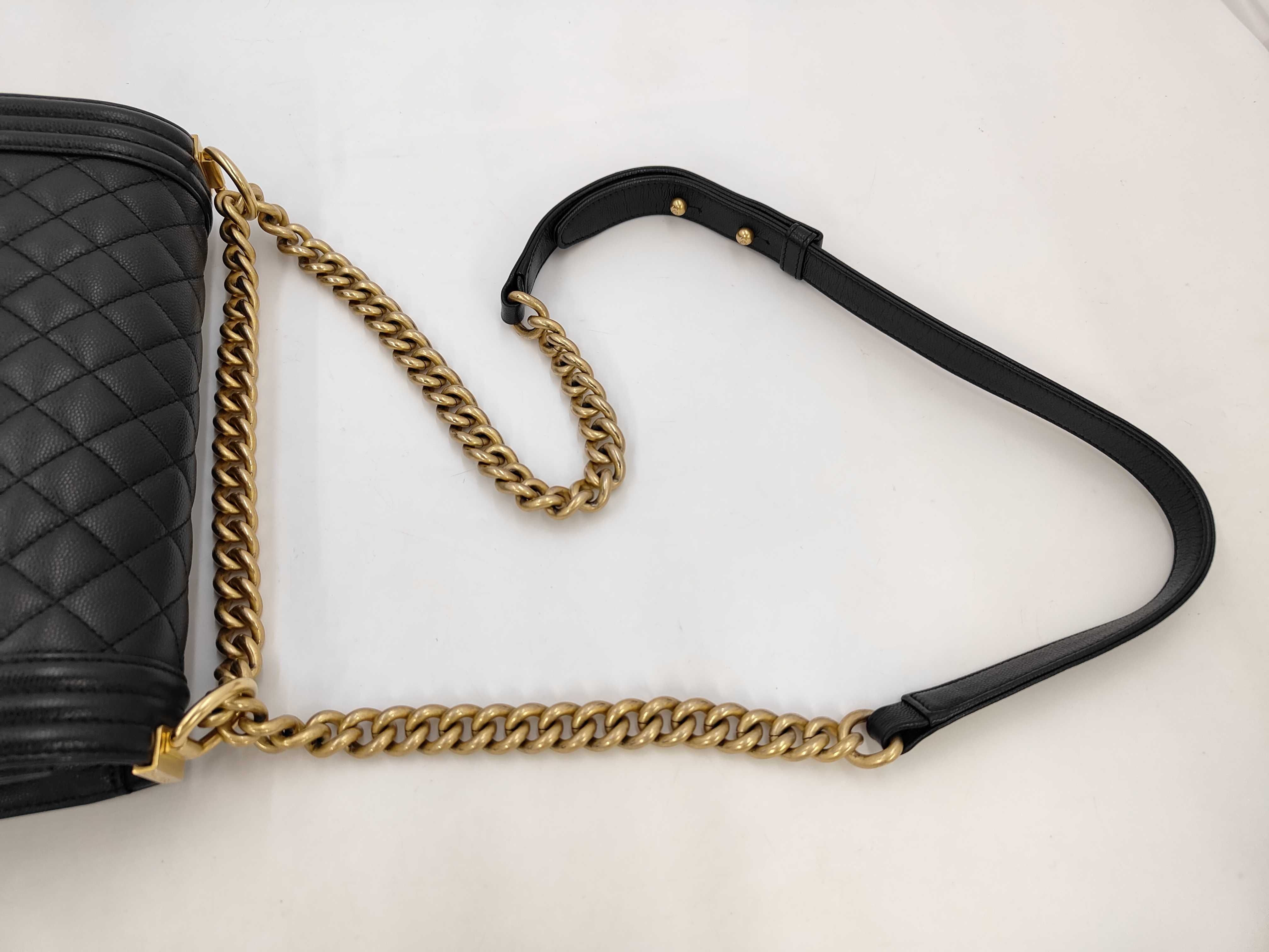 Boy Chanel Chain Shoulder Bag, Crossbody Bag, Black Caviar Leather, Women's Suitcase — view 5