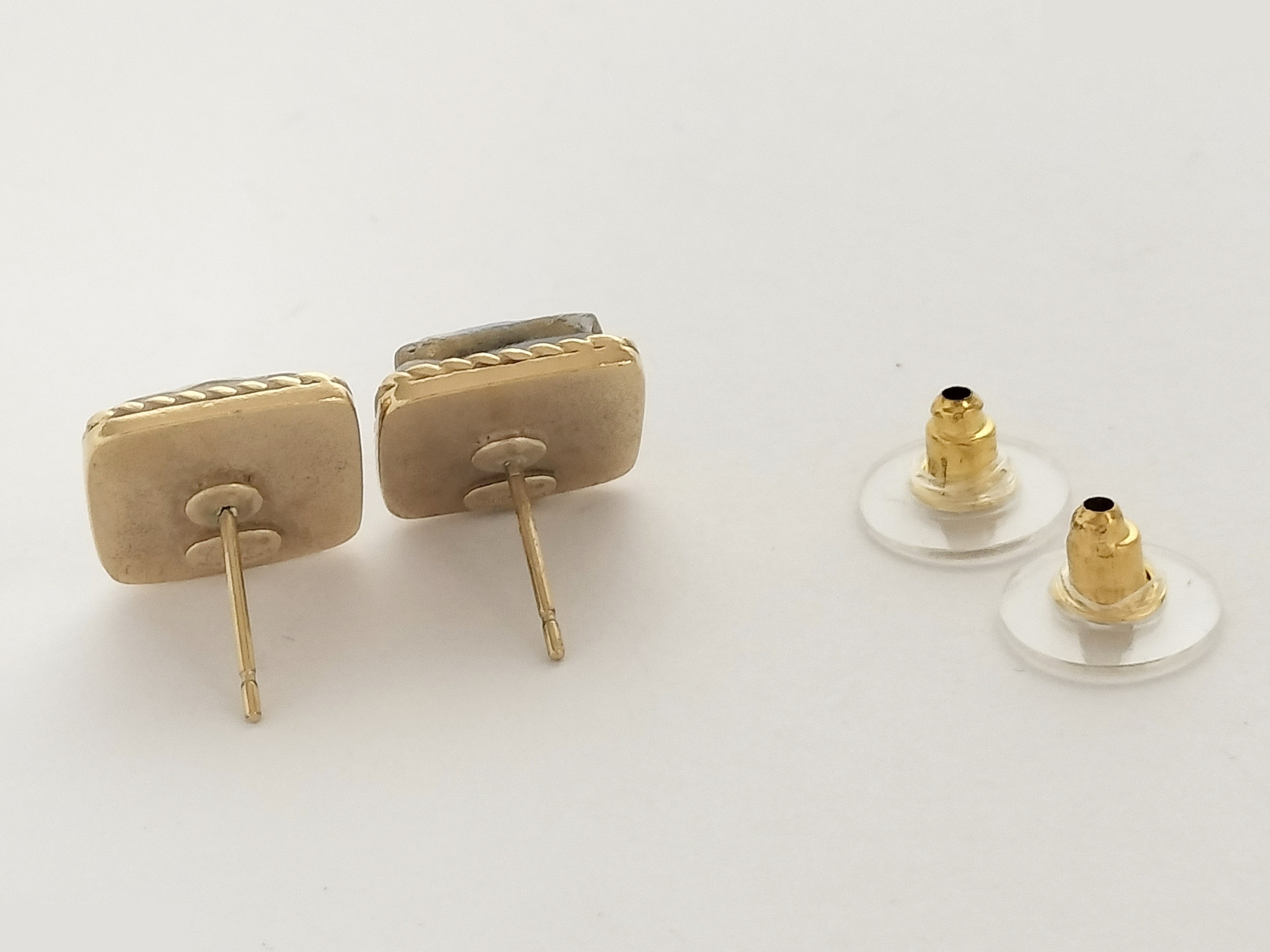 Coco Clear Square Gold Earrings — view 2