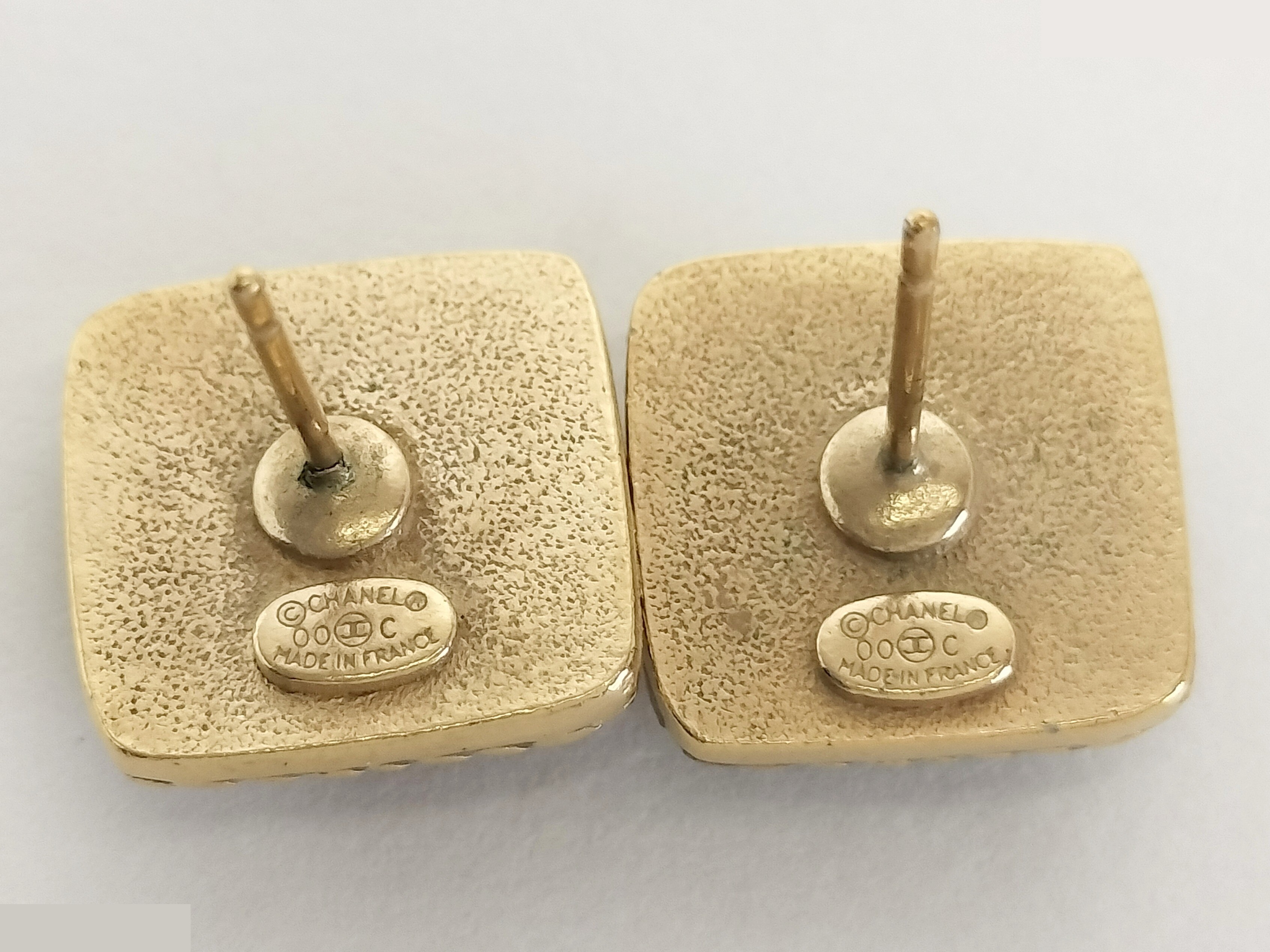 Coco Clear Square Gold Earrings — view 3