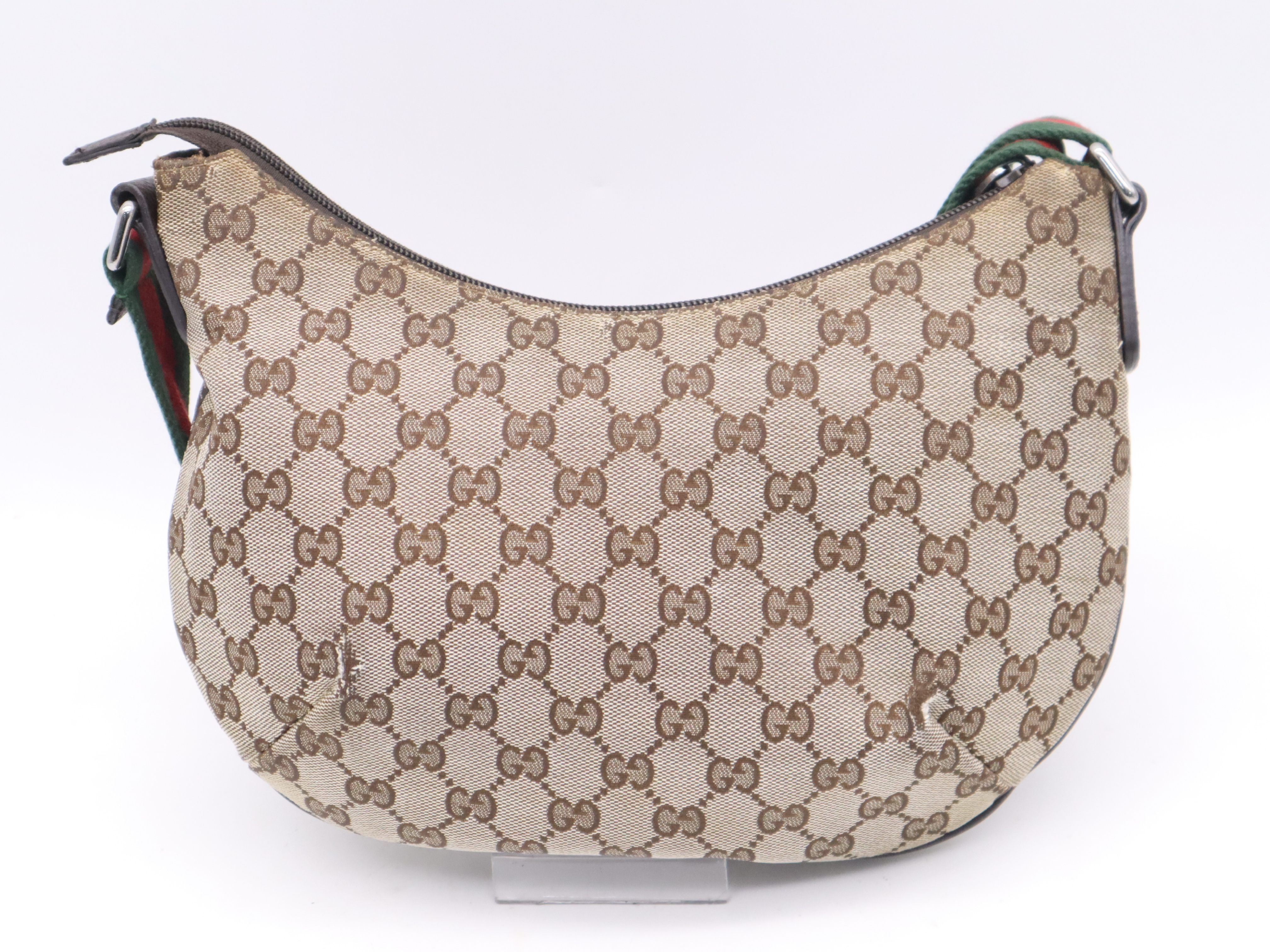 192756GG Canvas Half Moon Sherry Line Shoulder Bag (Brown, Green, Red) — view 2