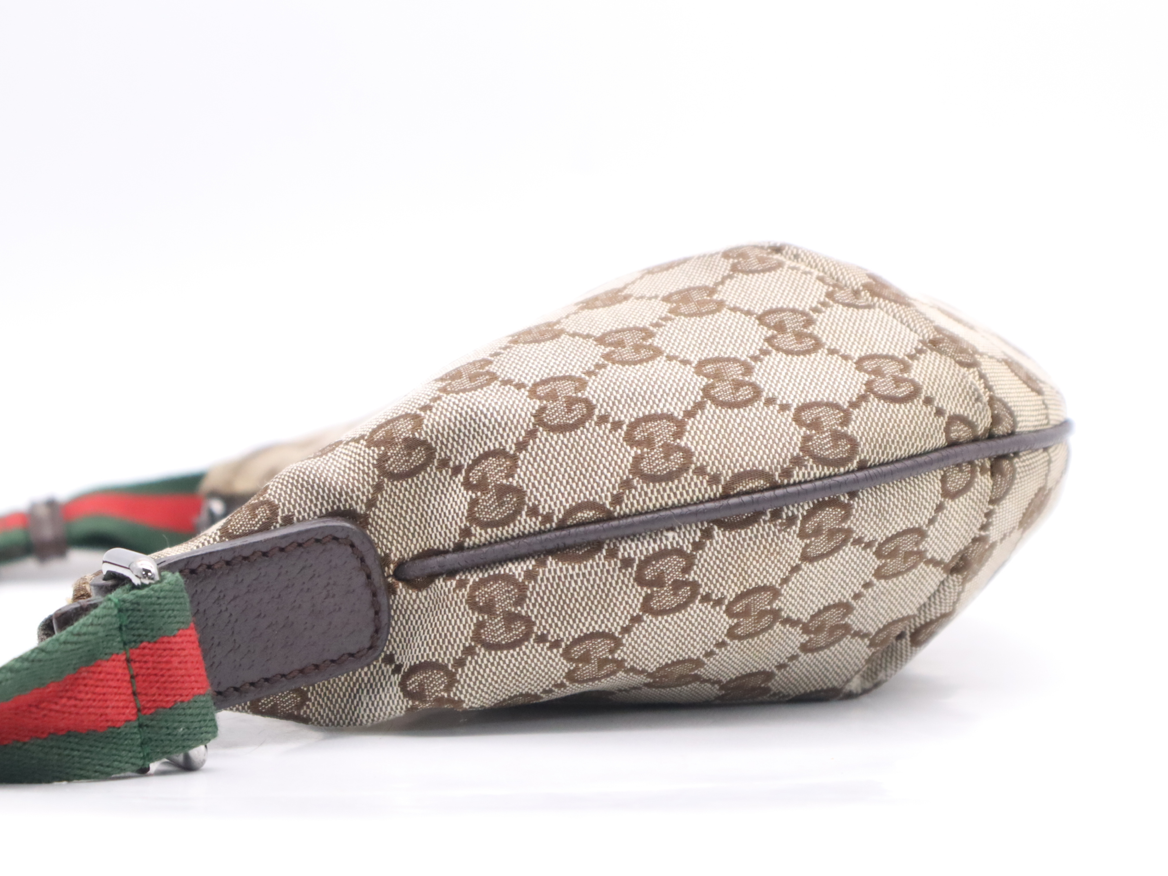 192756GG Canvas Half Moon Sherry Line Shoulder Bag (Brown, Green, Red) — view 3