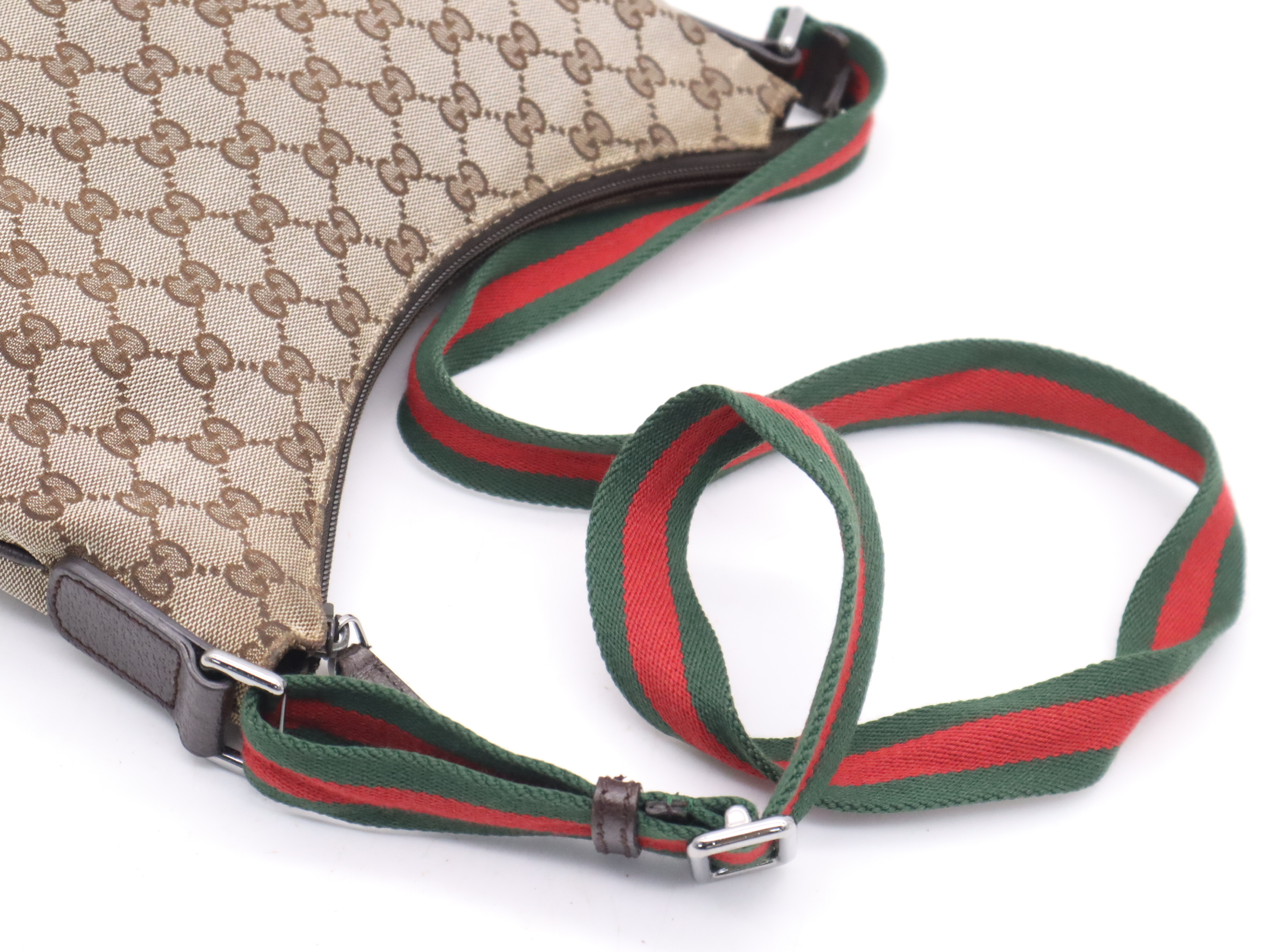 192756GG Canvas Half Moon Sherry Line Shoulder Bag (Brown, Green, Red) — view 6