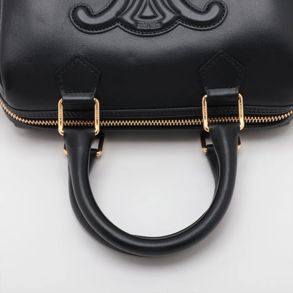 Cuir Triomphe Small Boston Leather 2-Way Handbag, Black — view 5