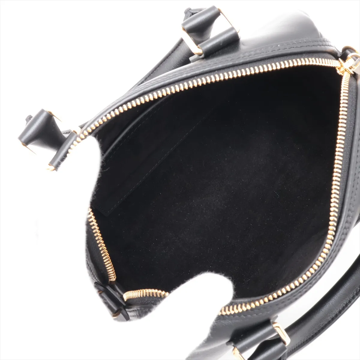 Cuir Triomphe Small Boston Leather 2-Way Handbag, Black — view 8