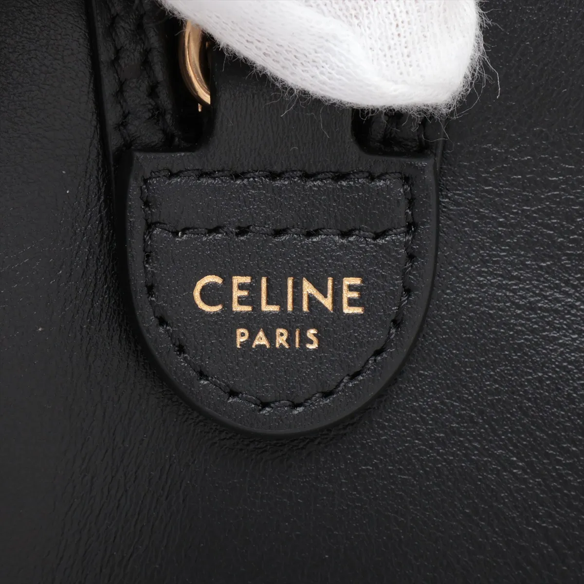 Cuir Triomphe Small Boston Leather 2-Way Handbag, Black — view 10
