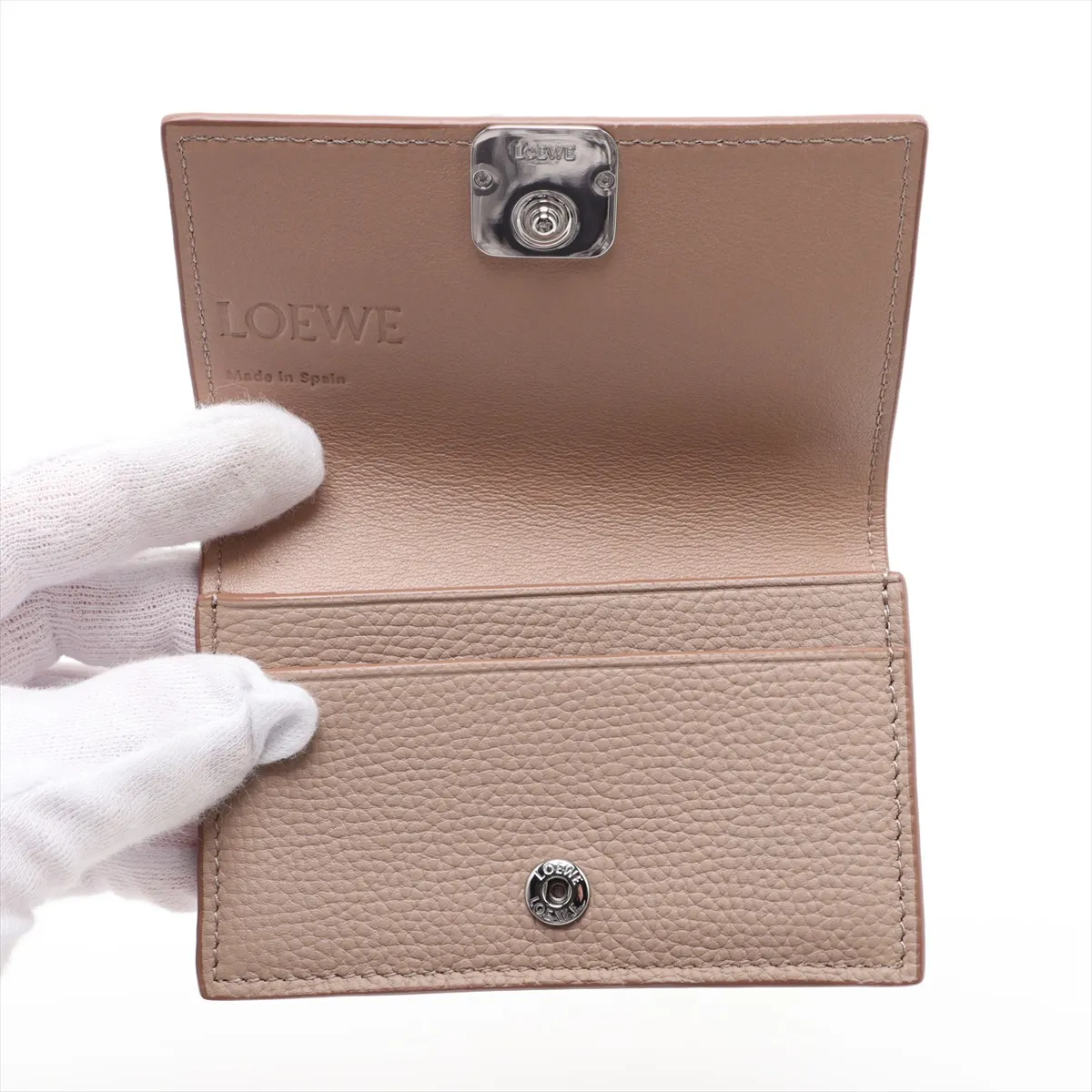 Anagram Leather Card Case Beige — view 3
