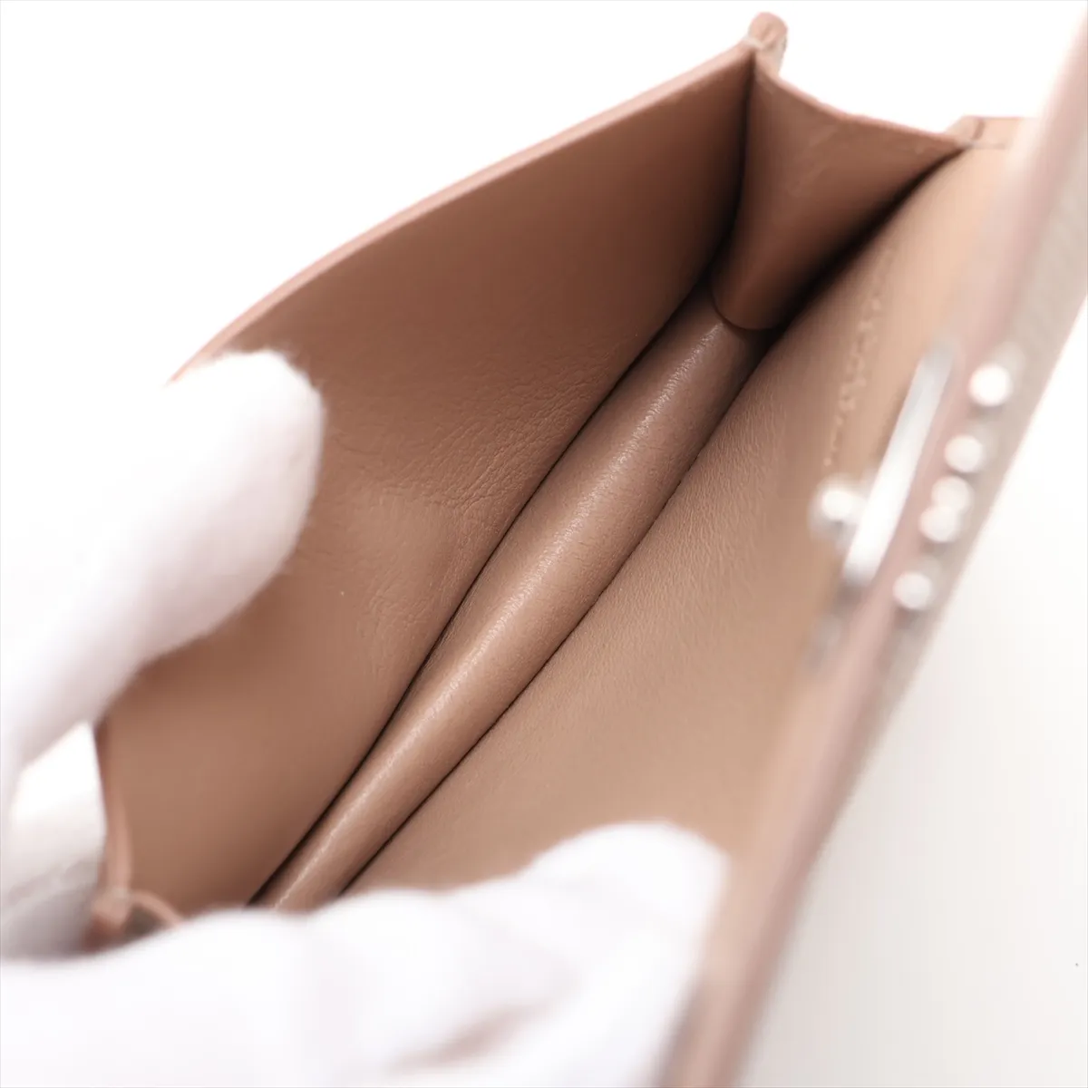 Anagram Leather Card Case Beige — view 4