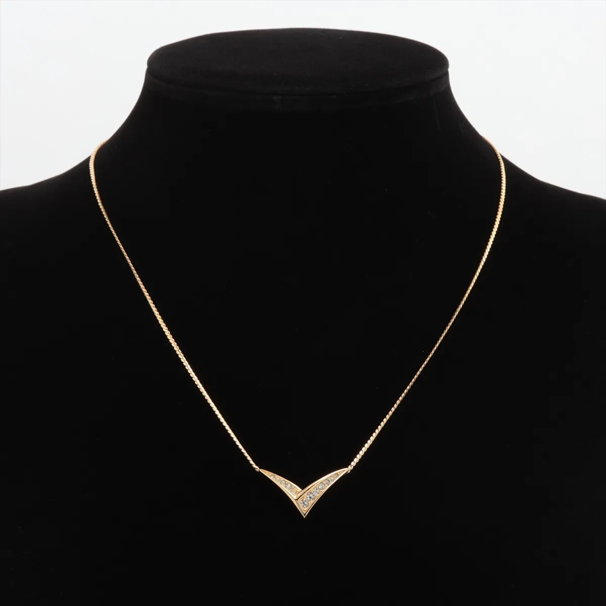necklace, GP x rhinestone, gold, — view 5